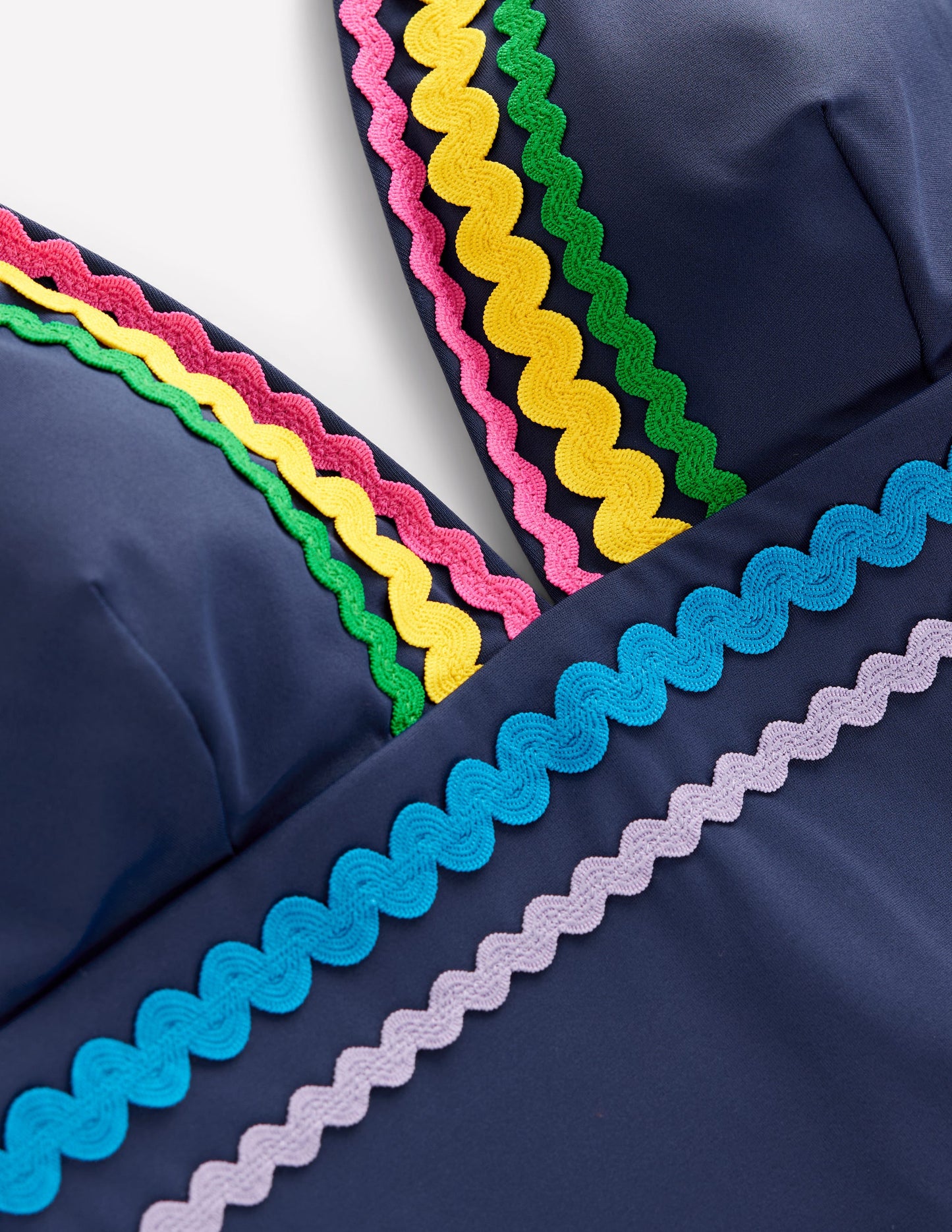 Maillot de bain col V Porto-Zigzag bleu marine