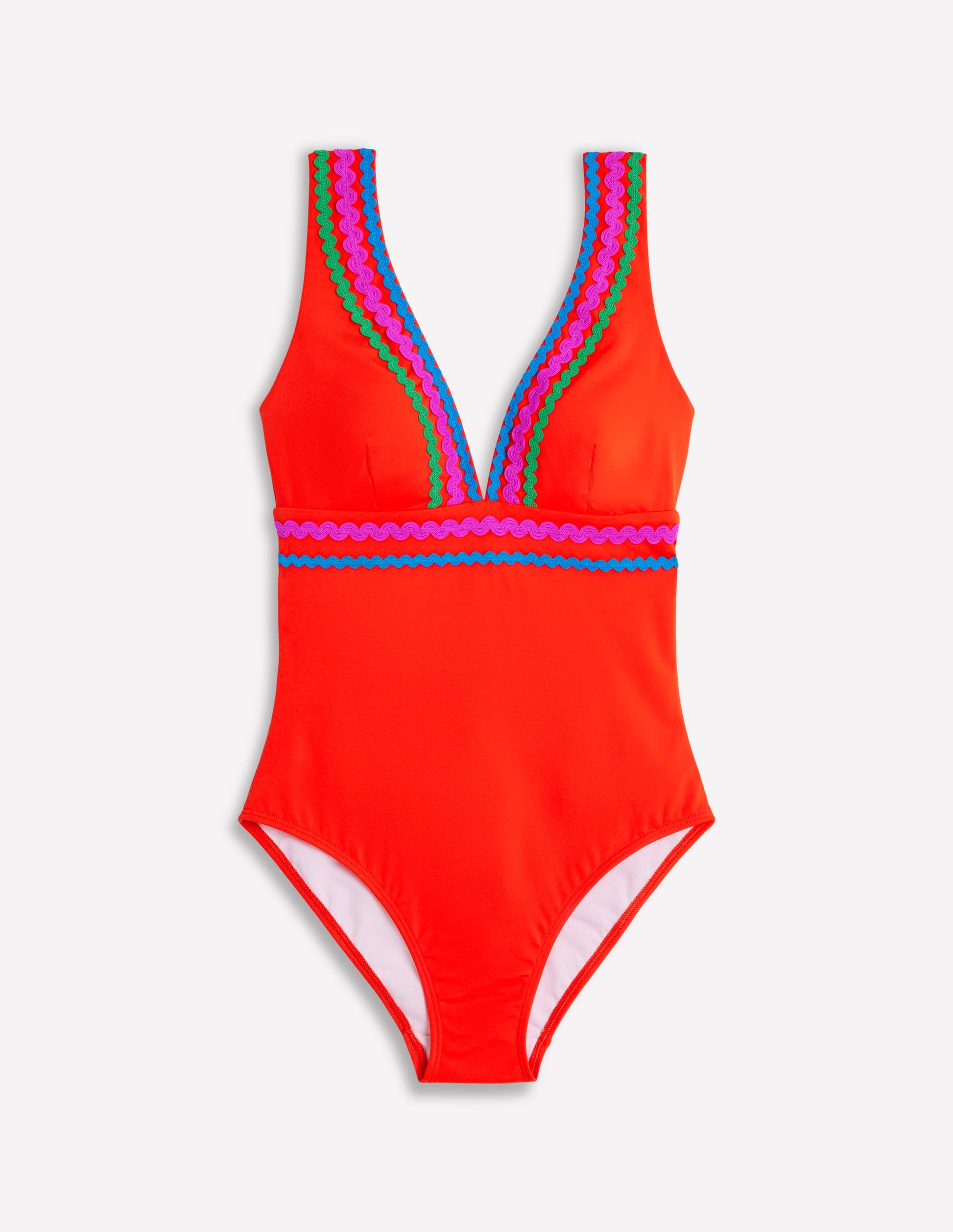 Maillot de bain col V Porto-Zigzag rouge feu-5