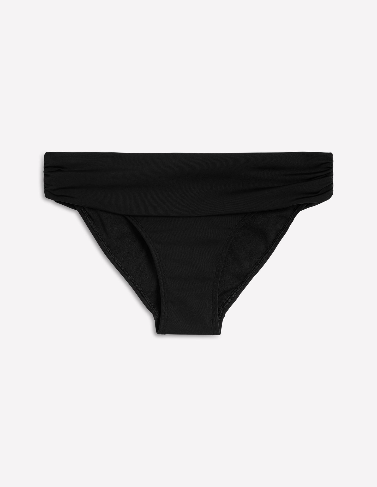 Klassische Bikinihose mit umgeschlagenem Bund-Schwarz