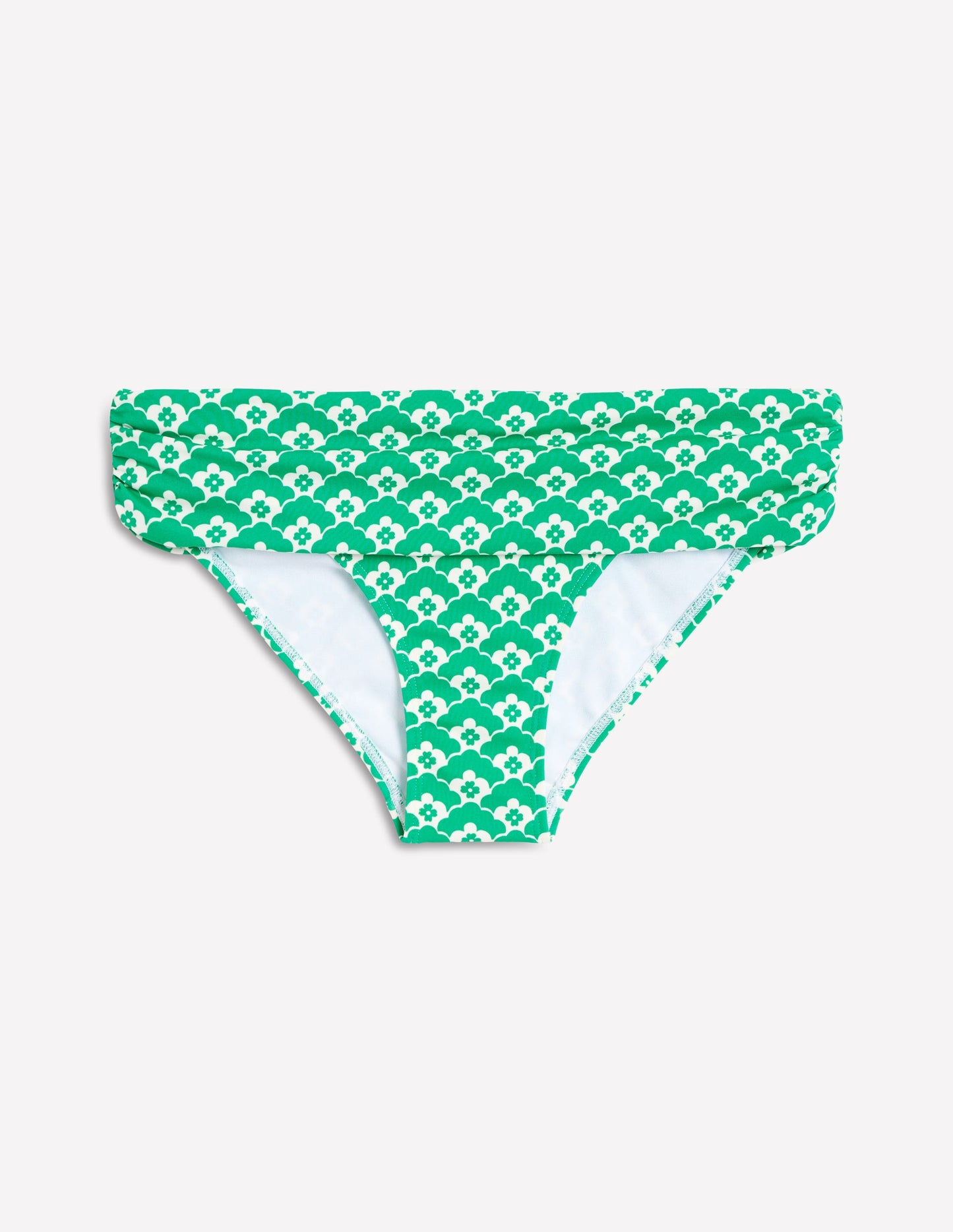 Klassische Bikinihose mit umgeschlagenem Bund-Grün Wolken Terrasse