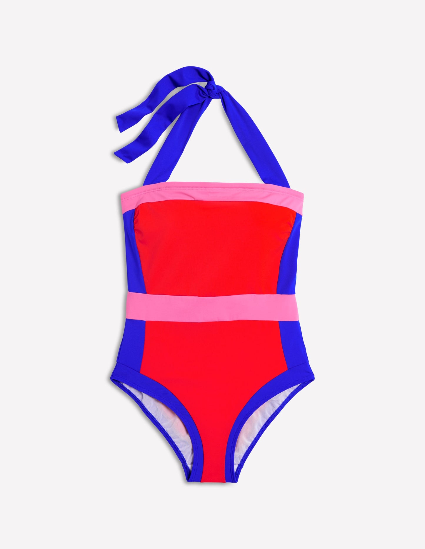 Santorini Neckholder-Badeanzug-Feuerrot Blockfarben