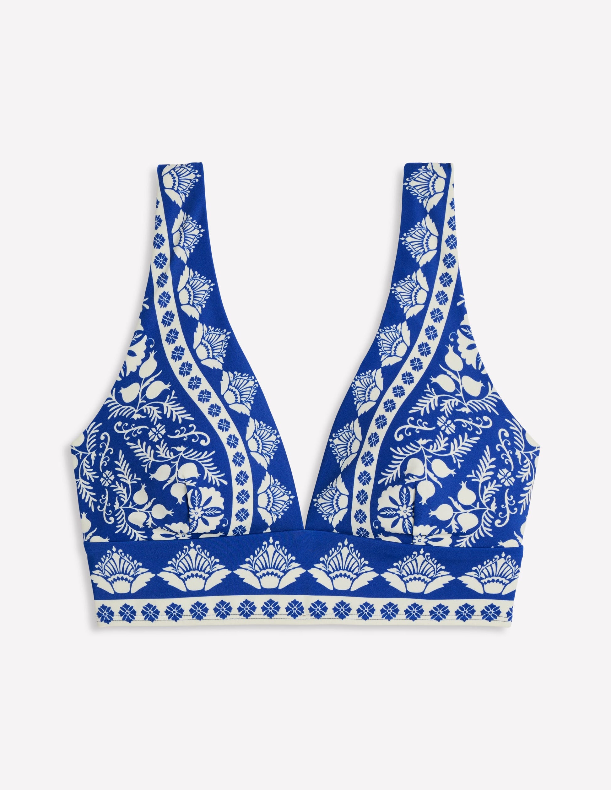 Haut de bikini Porto-Bleu vif, motif Ornate Stripe-5