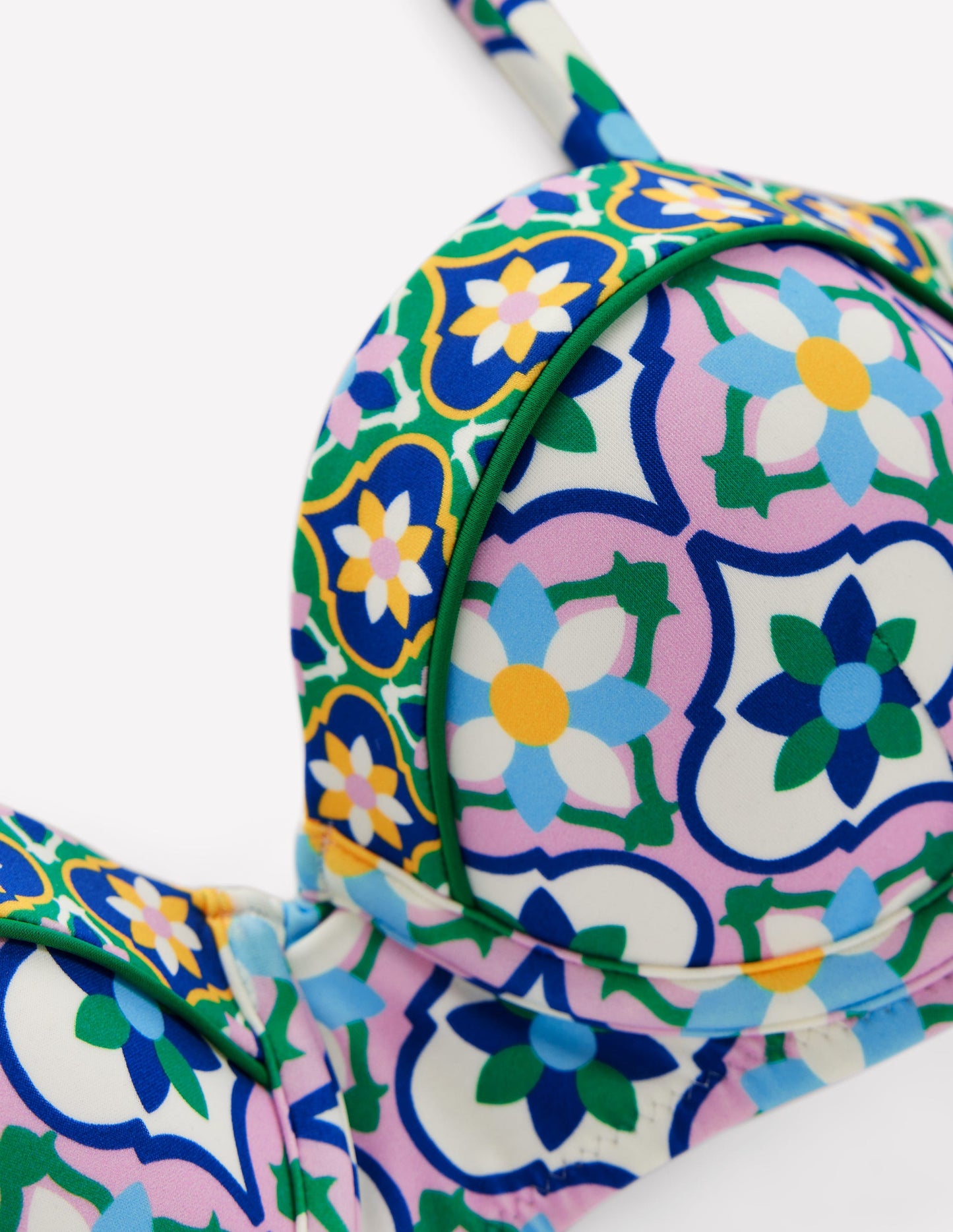 Haut de bikini à bonnets Rhodes-Multi, motif Floweret Tile