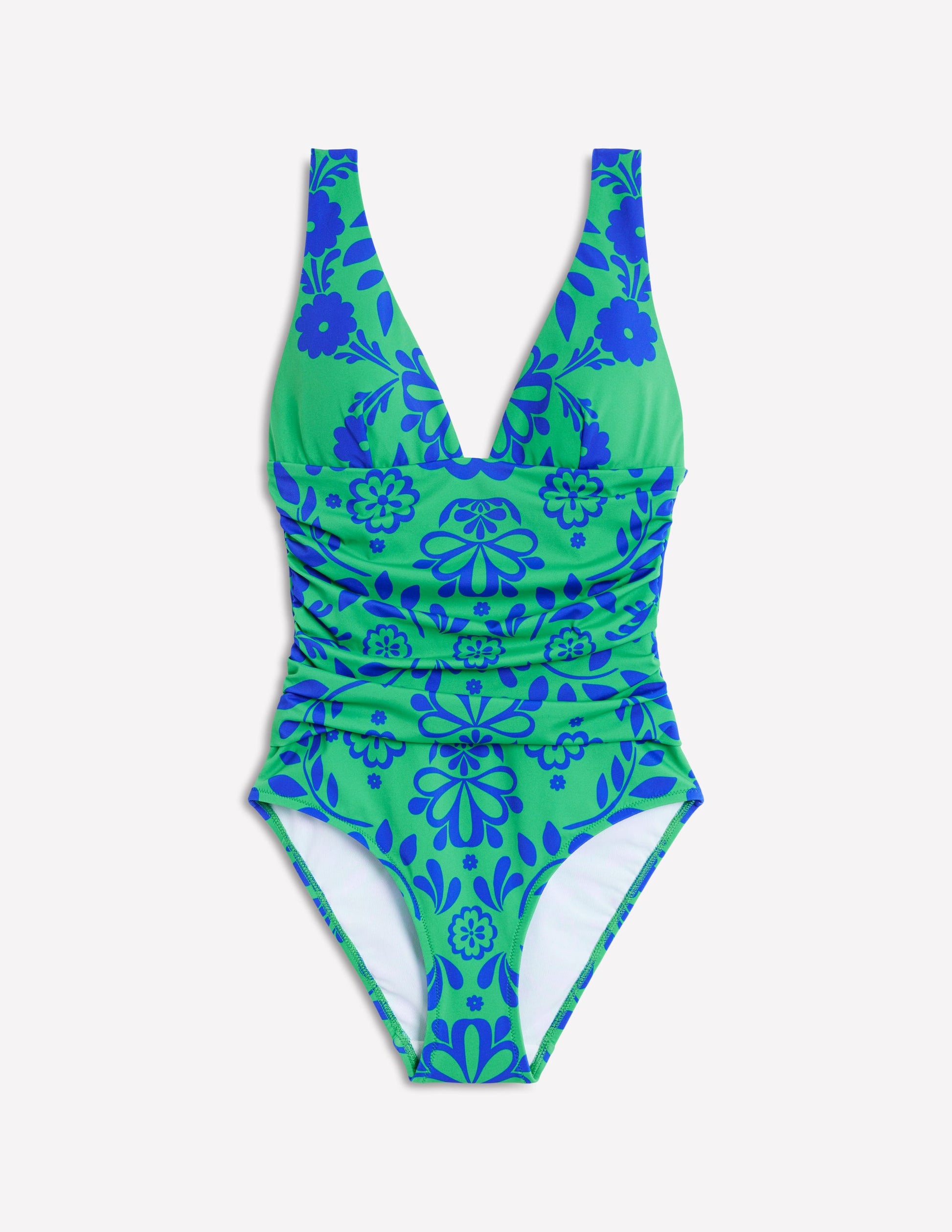 Mykonos Deep V Swimsuit-Green, Structured Meadow-6