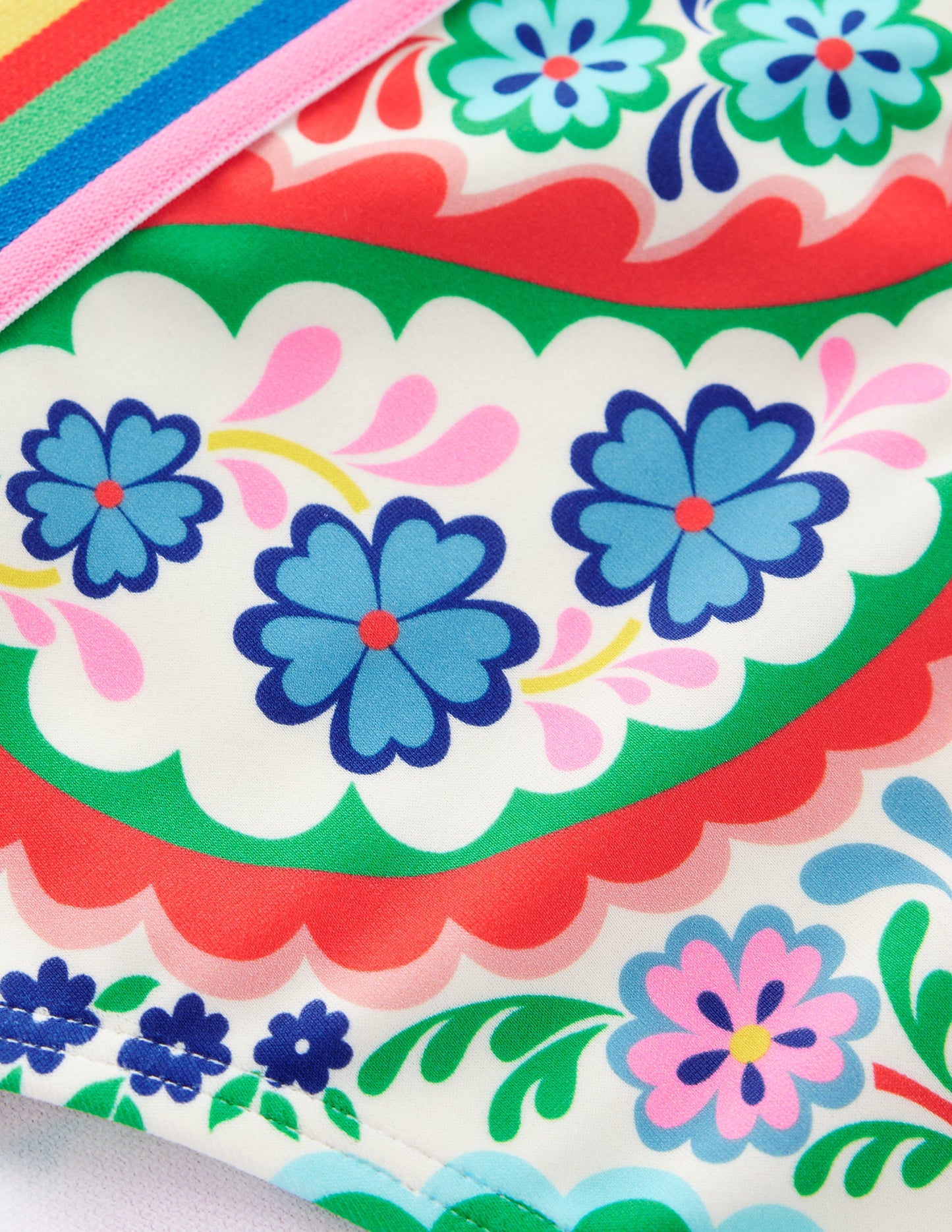 Bikinihose mit Streifen-Bunt, Wiesen-Paisley