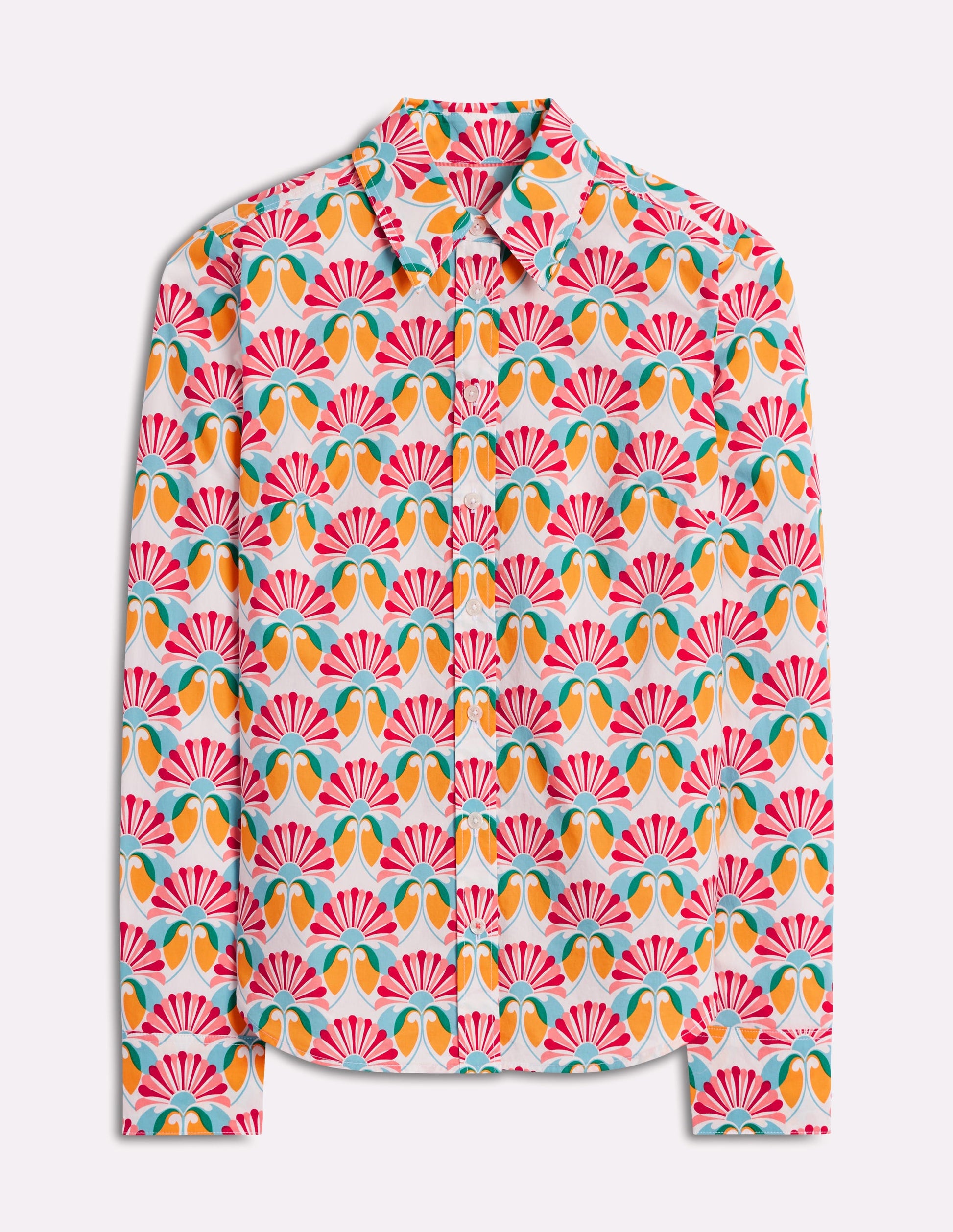 Sienna Baumwollhemd-Naturweiß, Gänseblümchen Geo-Motiv-6