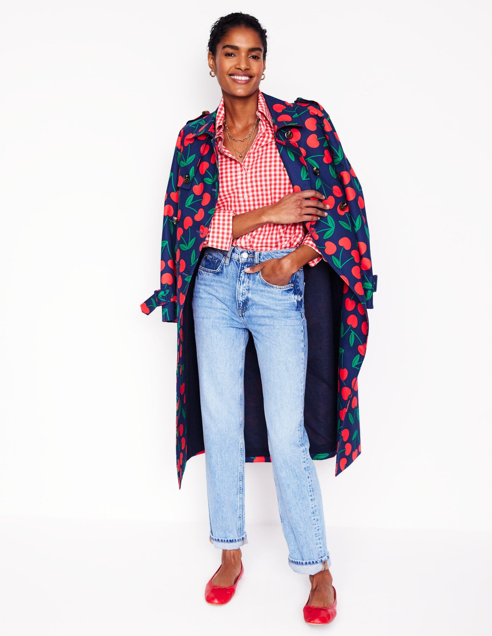 Sienna Baumwollhemd-Marmeladen-Rot Vichykaro-5