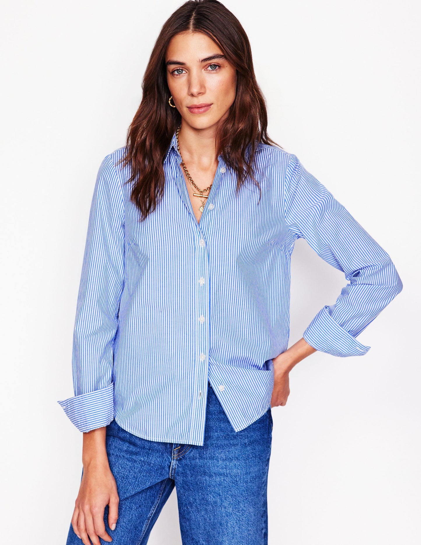 Chemise Sienna en coton-Bleu à Fines Rayures