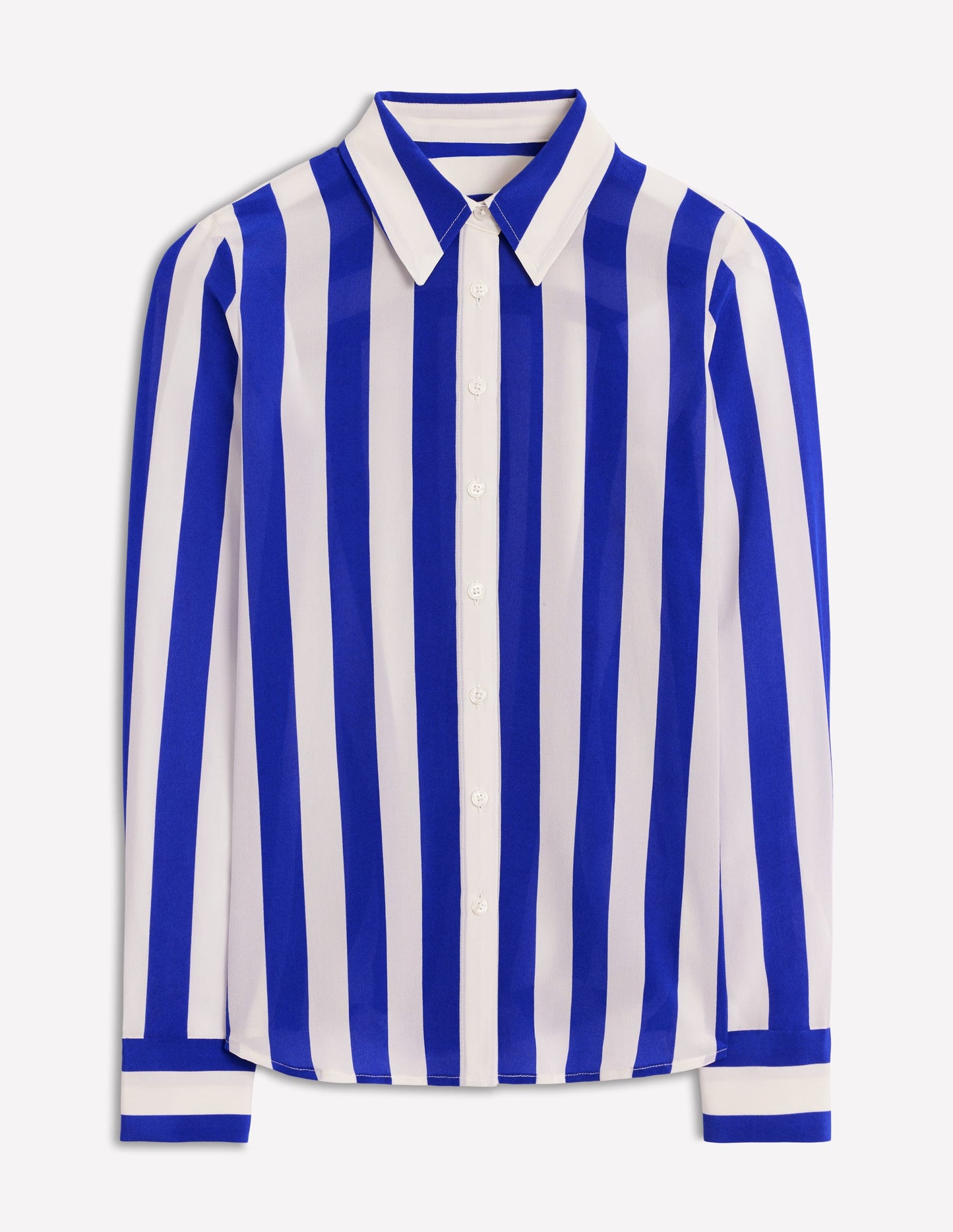 Chemise Sienna en soie-Rayé large bleu vif