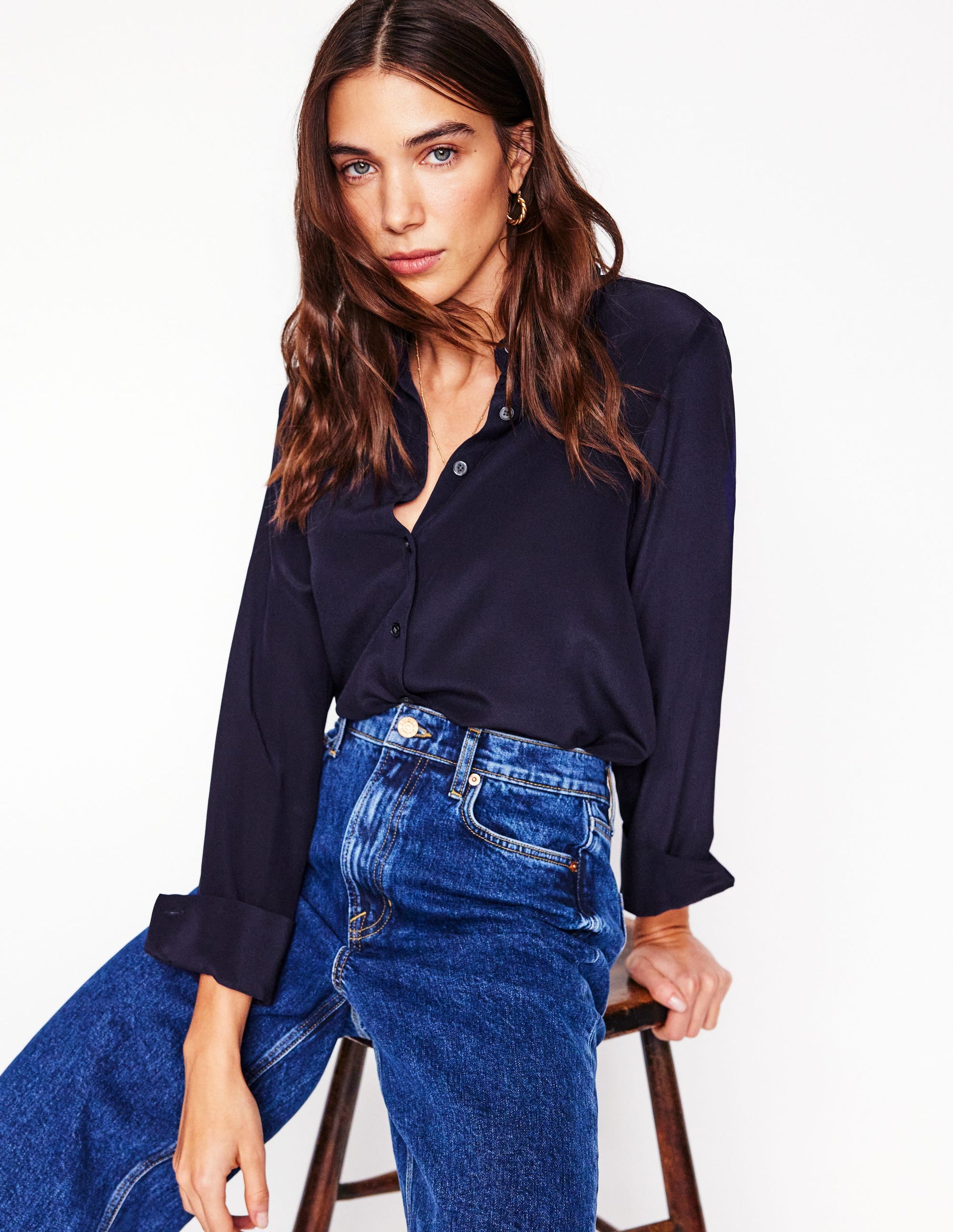 Sienna Seidenhemd-Aqua Marine Marl-4