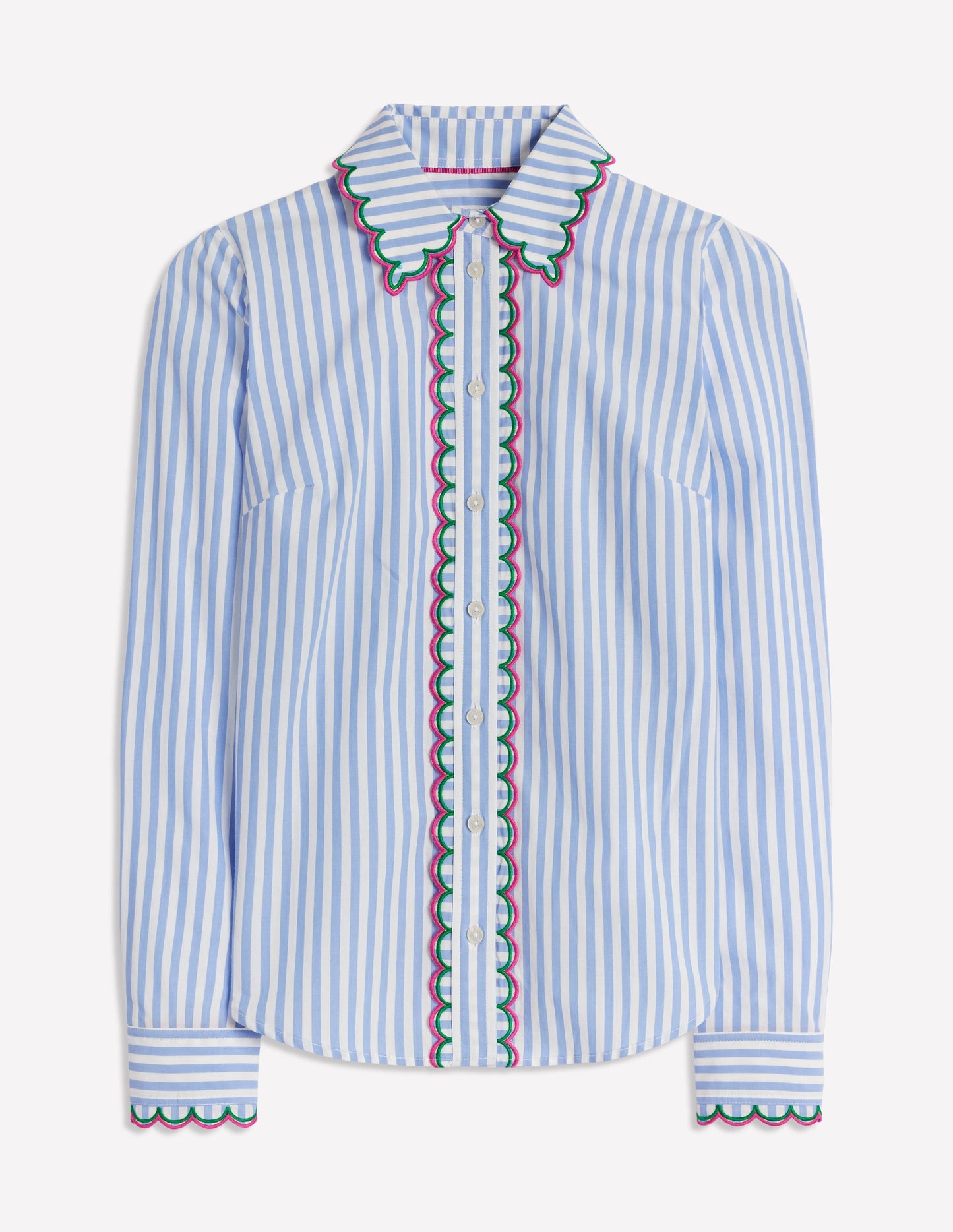 Chemise Sienna saisissante en coton-Multi, rayé bleu et ivoire