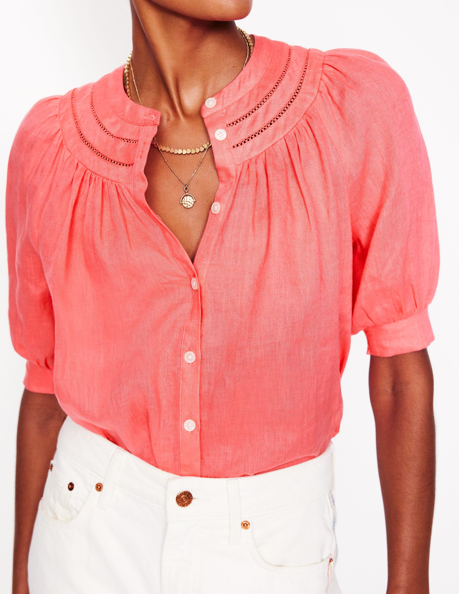 Bea Linen Top-Azealia Pink-2