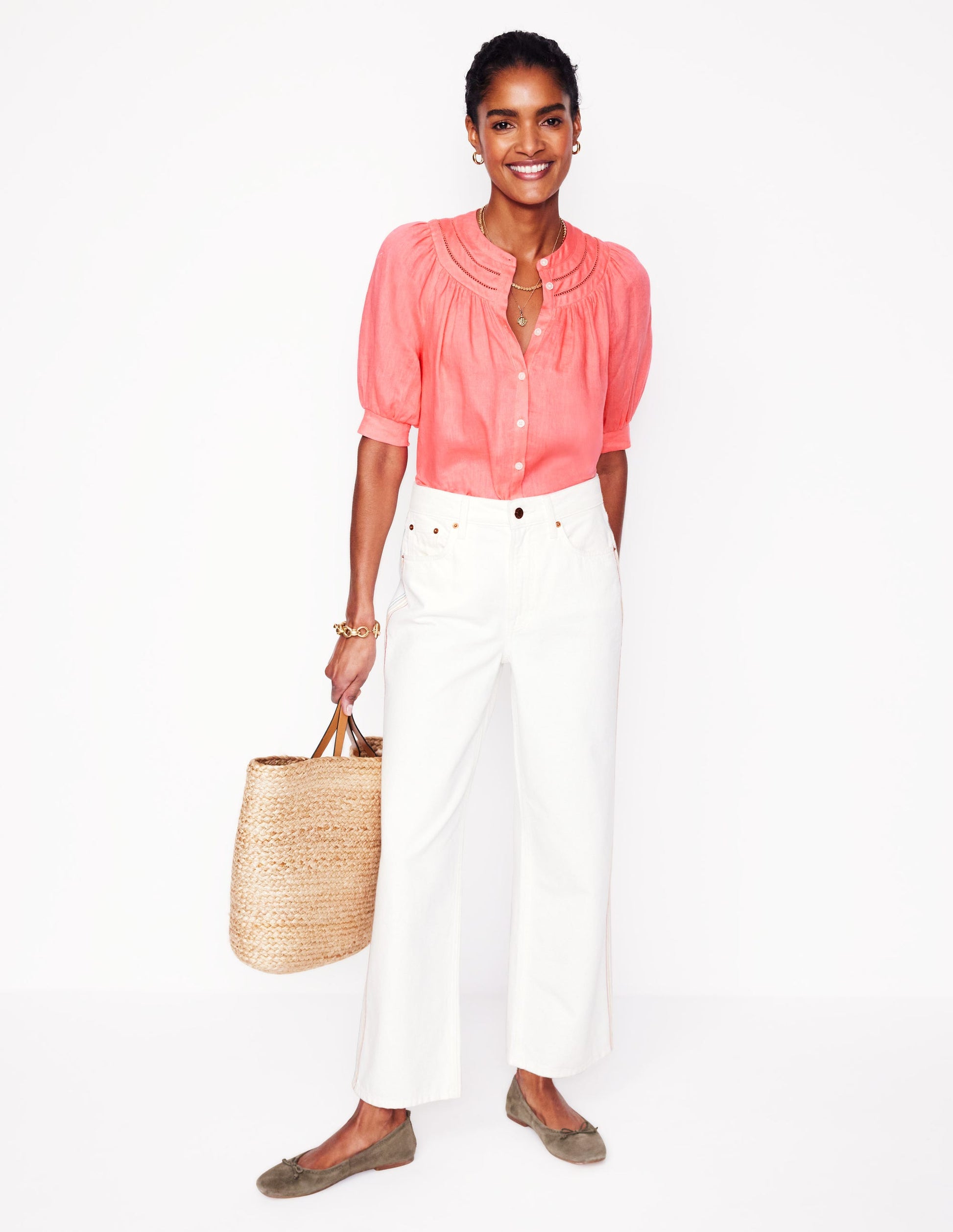 Bea Linen Top-Azealia Pink-4