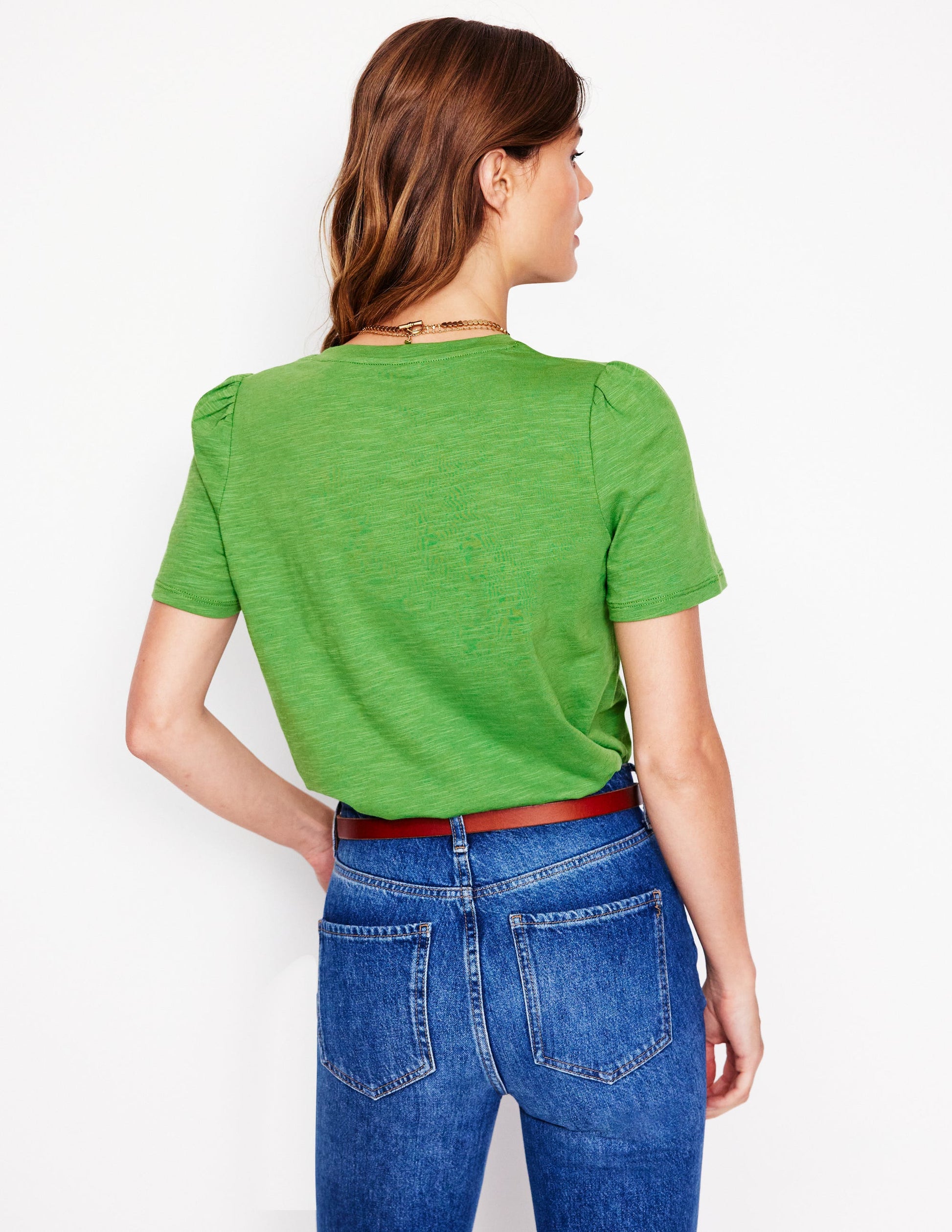 V Neck Slub T-shirt-Paradise Green-3