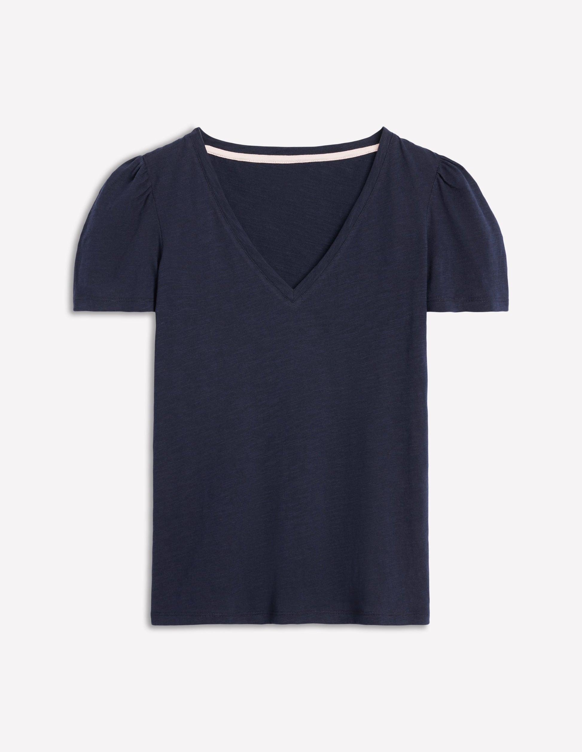 V Neck Slub T-shirt-Navy-5