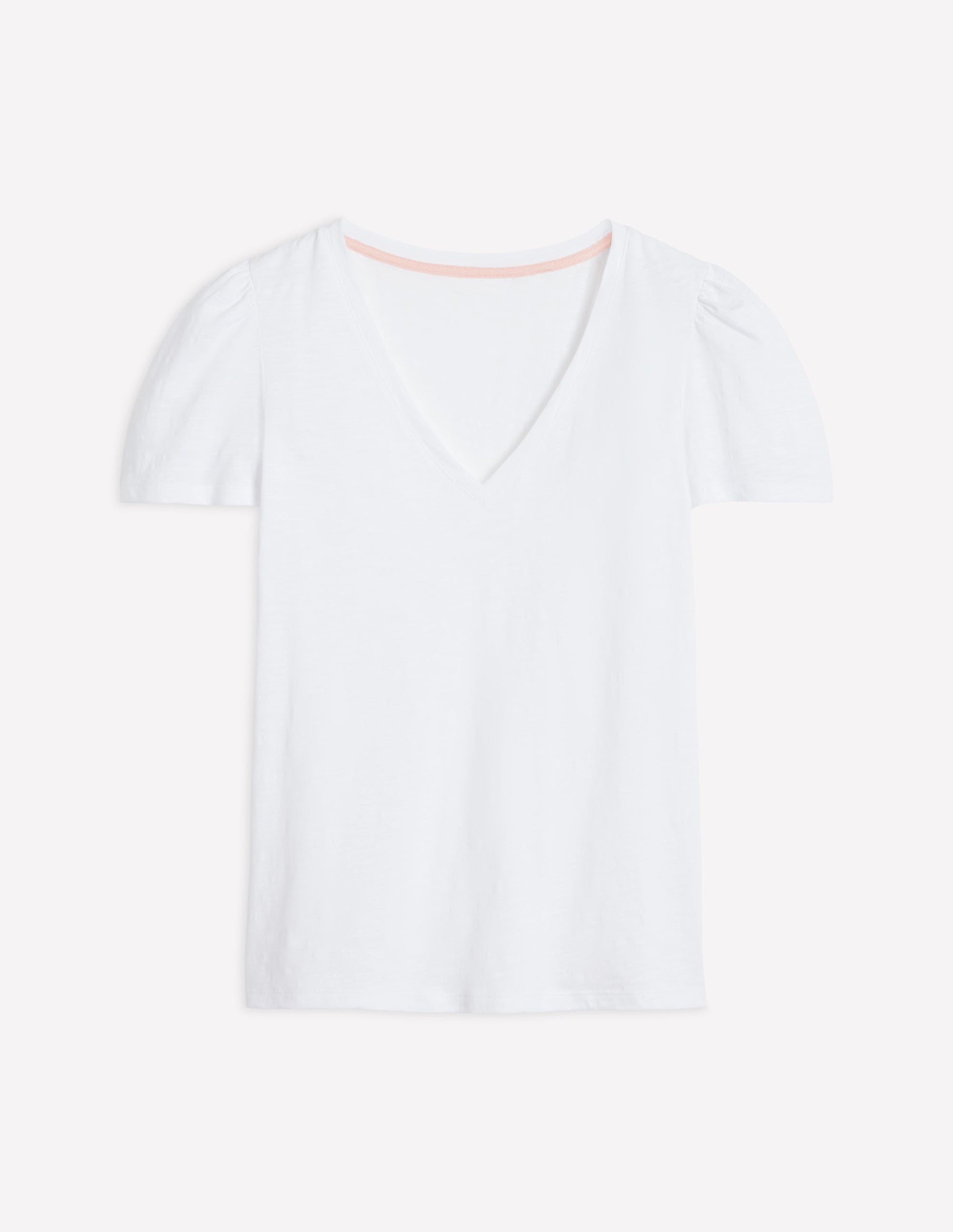 V Neck Slub T-shirt-White-6