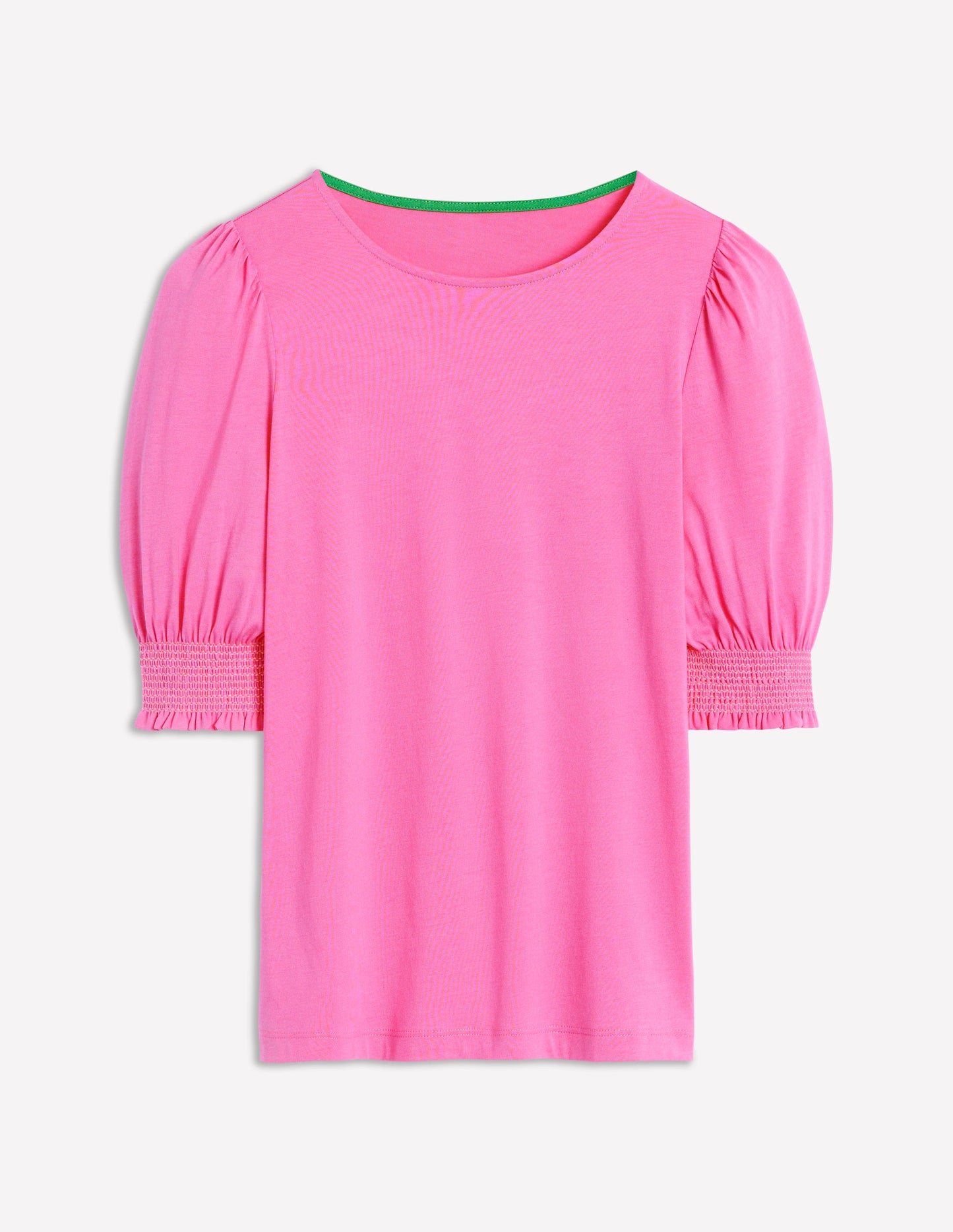 Kurzärmeliges Oberteil mit gesmokten Bündchen-Rosa