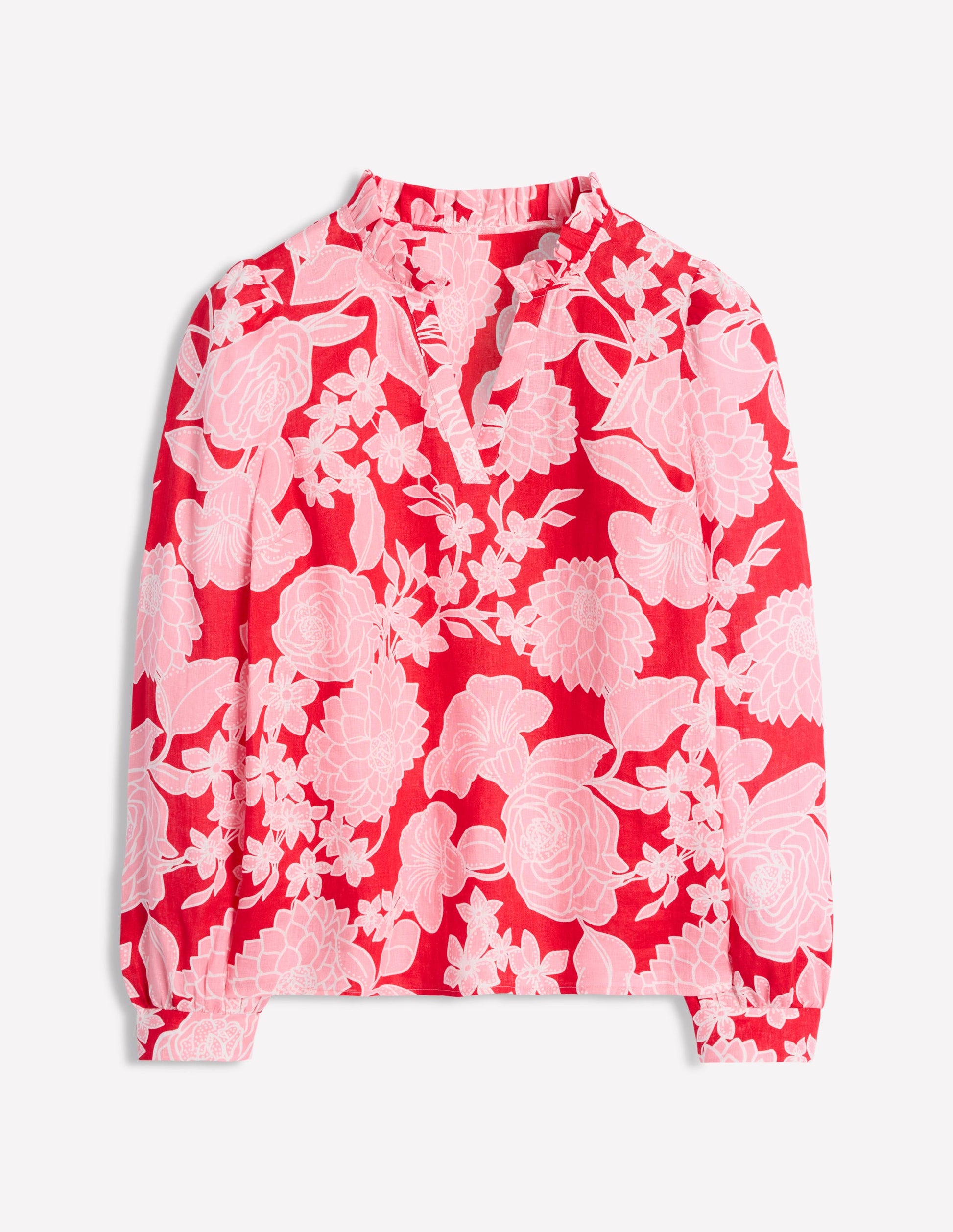 Grace Linen Top-Poppy Red, Blossom Cascade-5