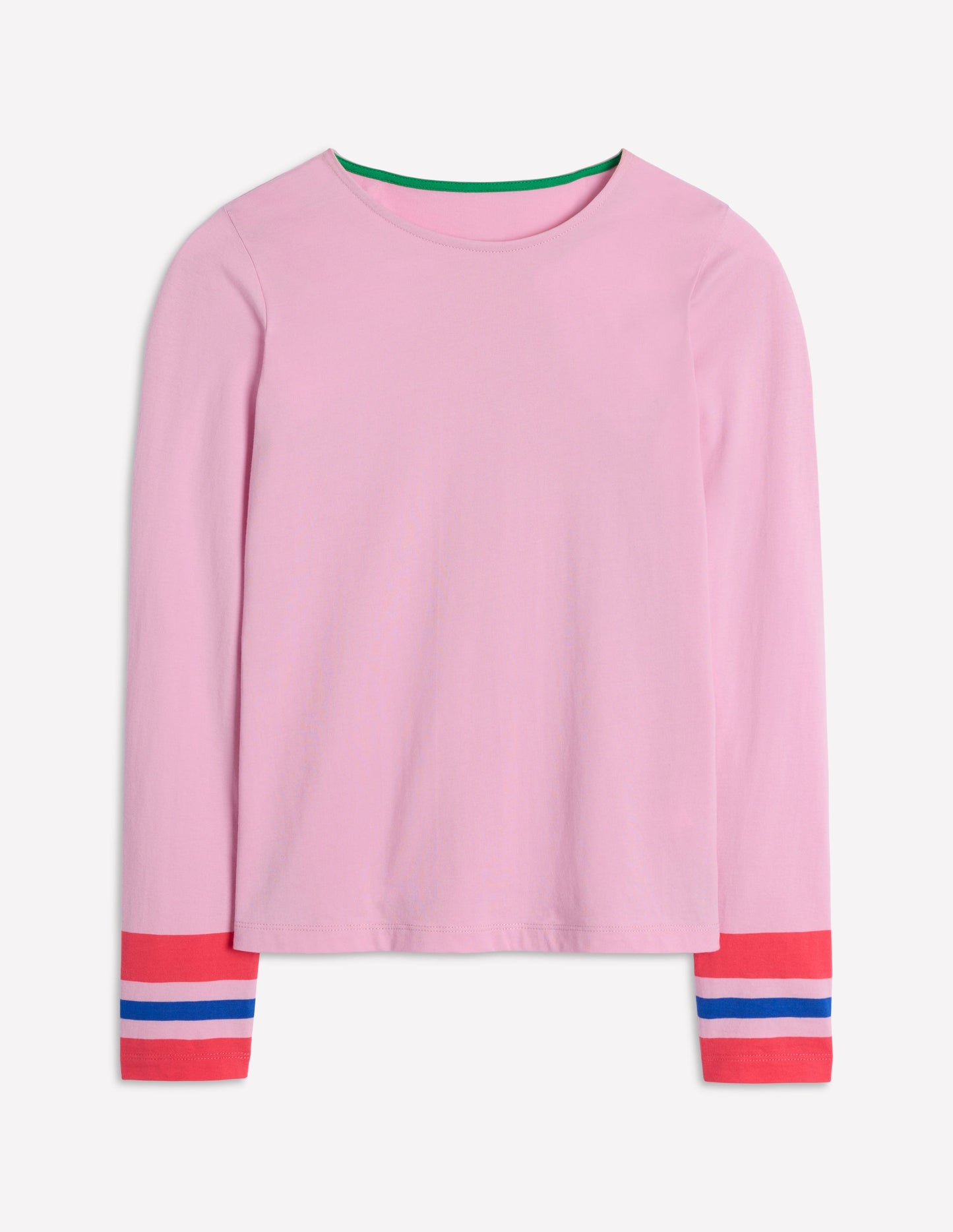 Top à poignets rayés-Rayé mauve et rose camélia