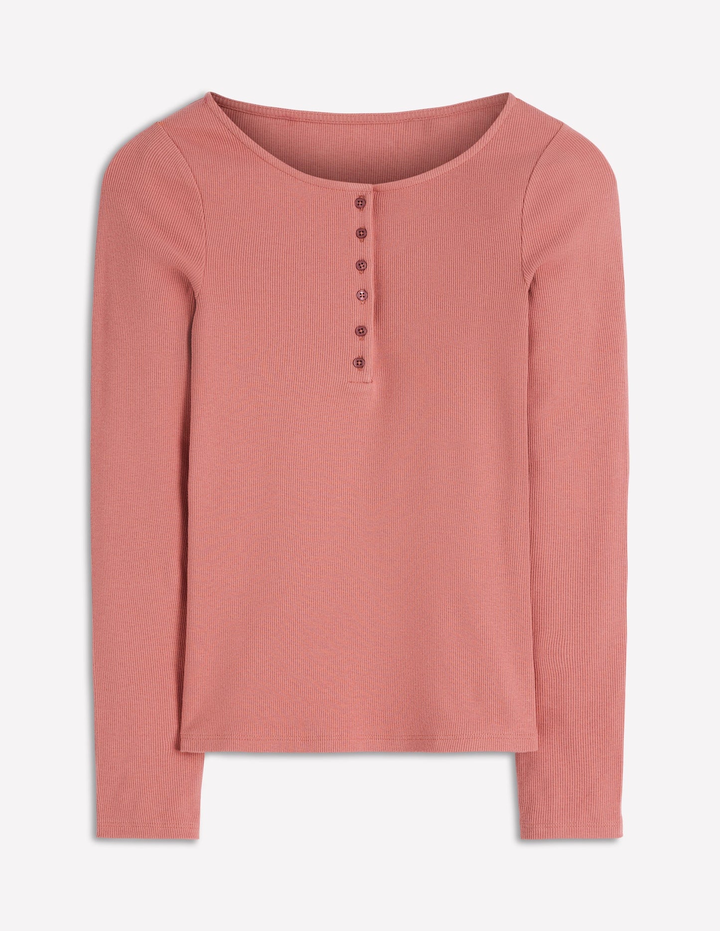 Top col tunisien côtelé-Rose vintage