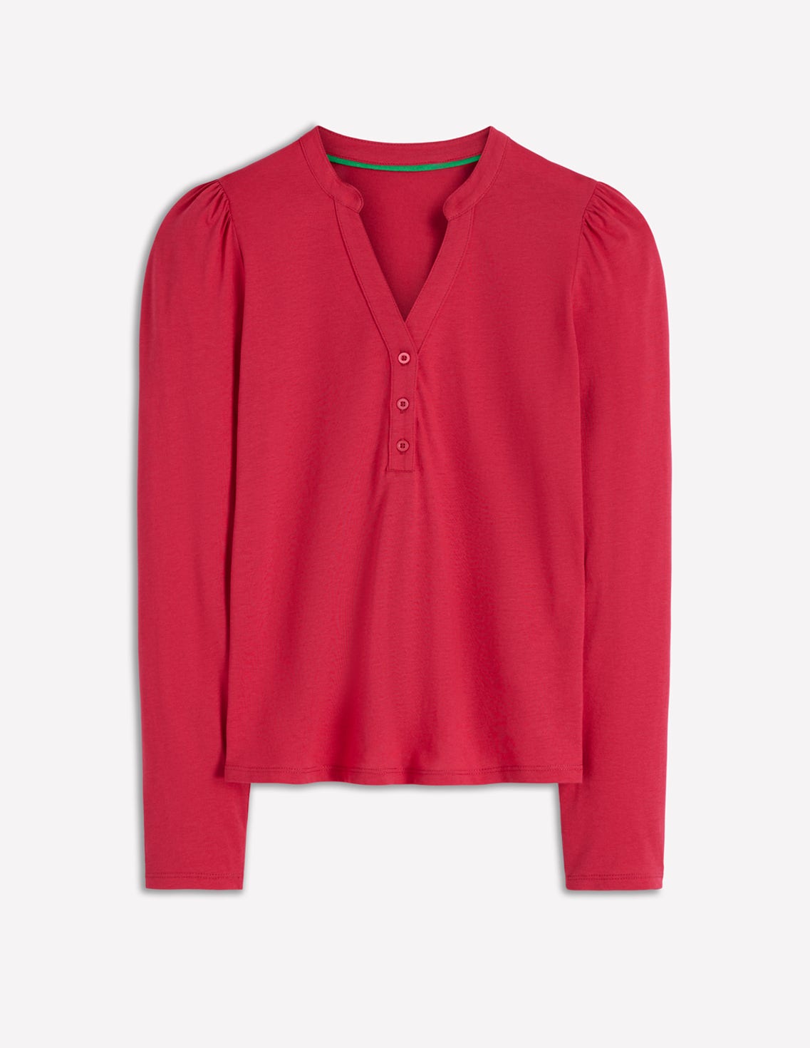 Supersoft Open Neck Henley-Pomegranate