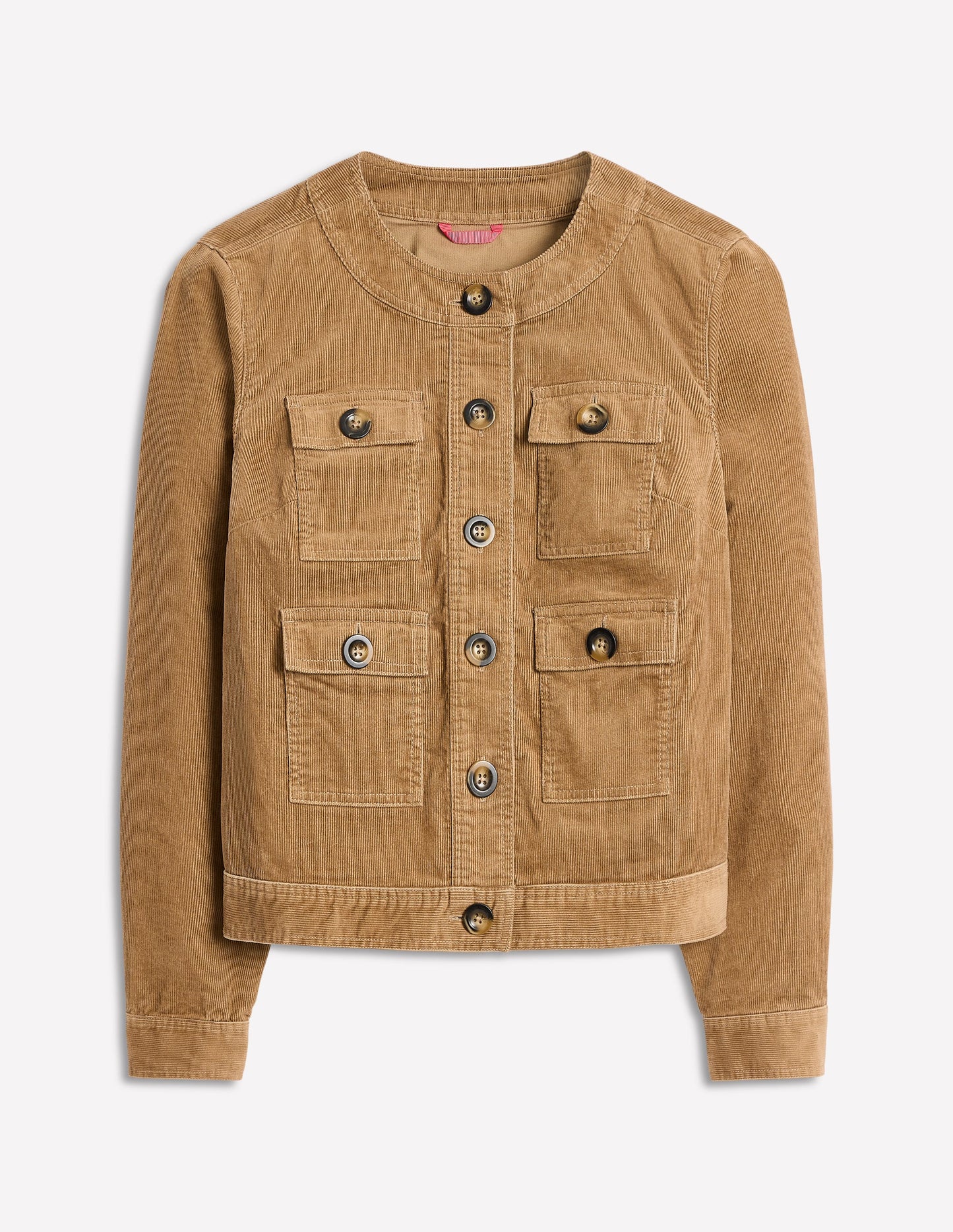 Kragenlose Freizeitjacke-Cappuccinobraun