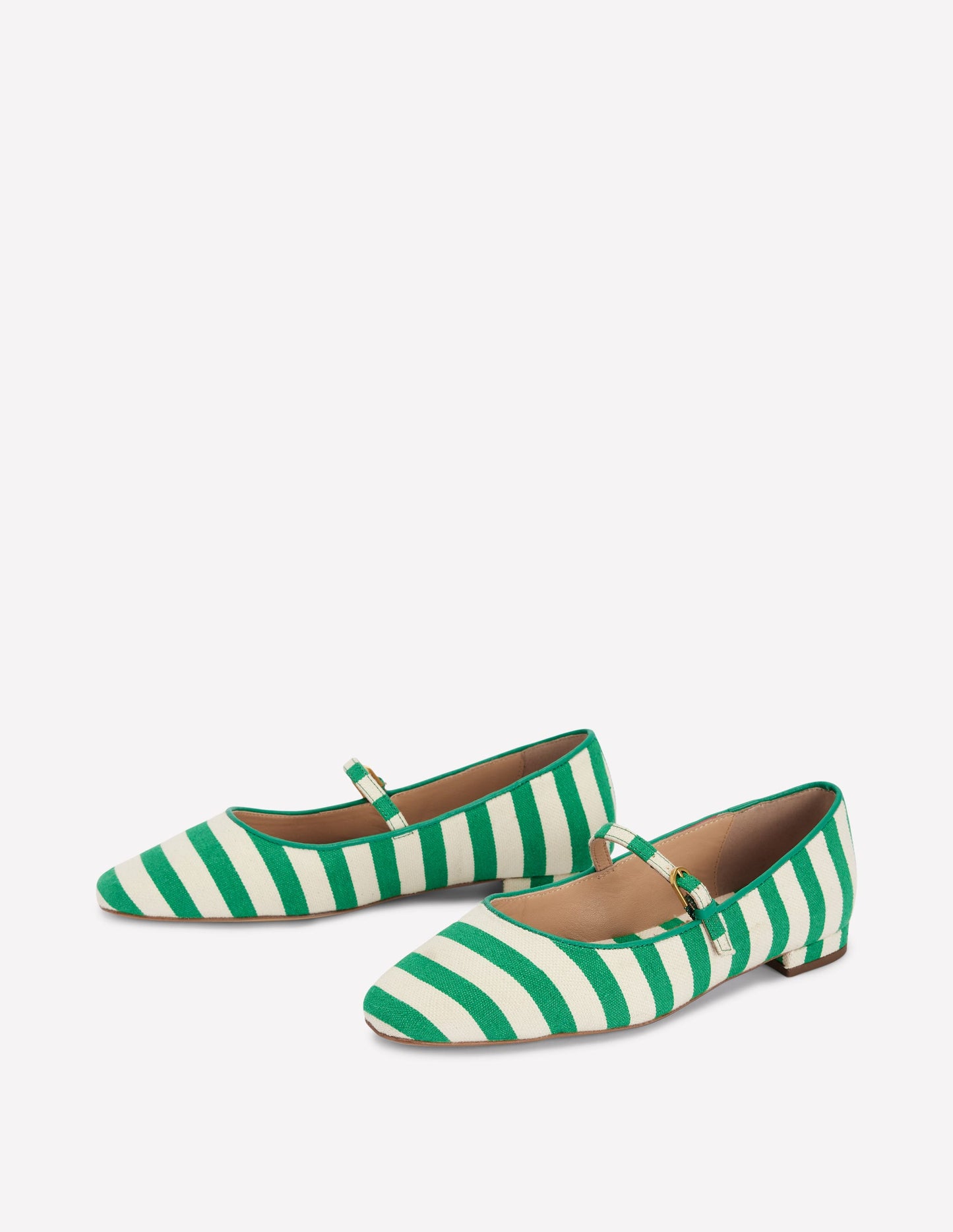 Penelope Mary Jane Flat-Rich Emerald Stripe