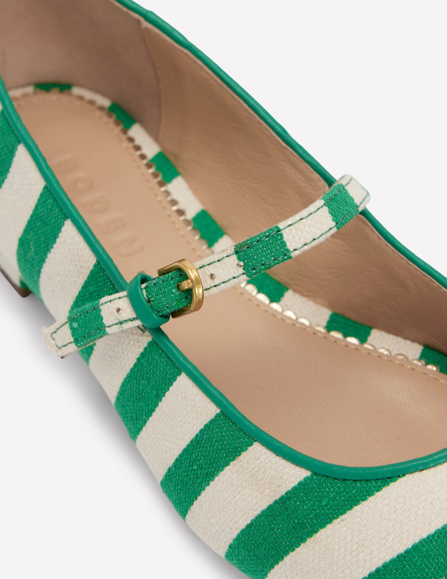 Penelope Mary Jane Flat-Rich Emerald Stripe