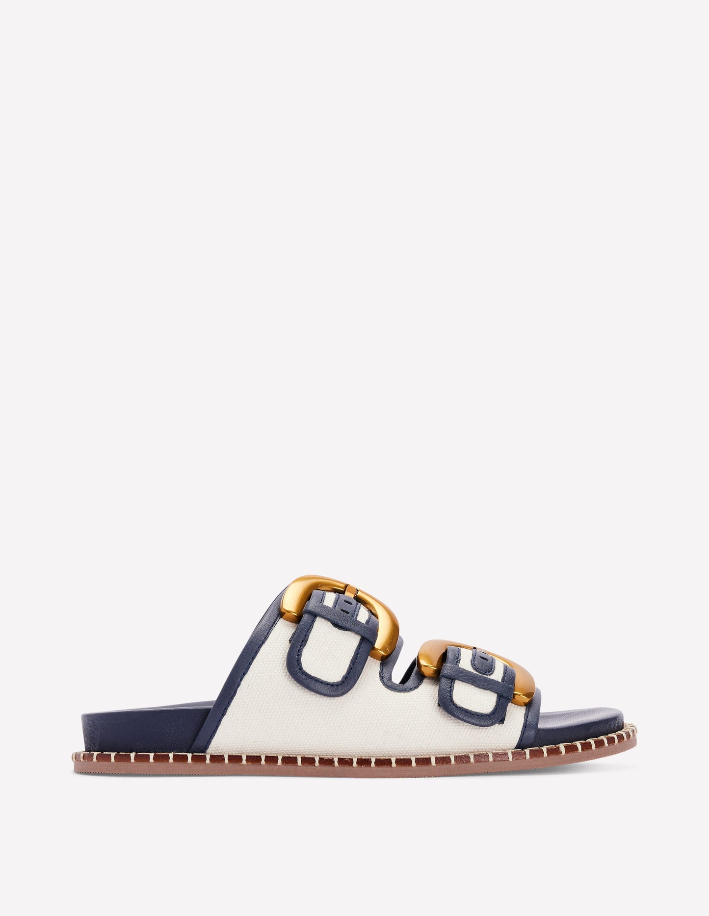 Alberta Sandalen mit Fußbett-Naturweiß und Navy