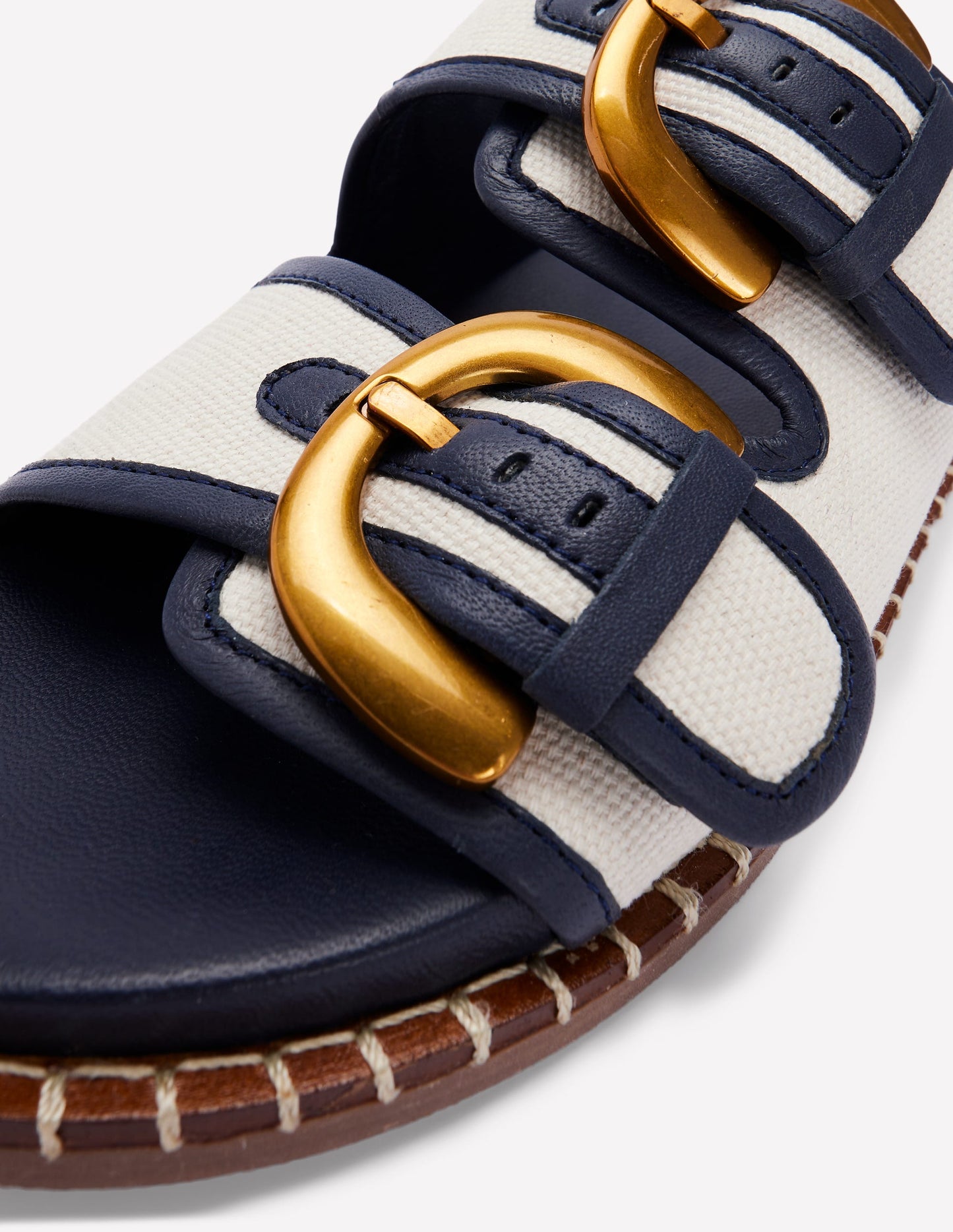 Alberta Sandalen mit Fußbett-Naturweiß und Navy