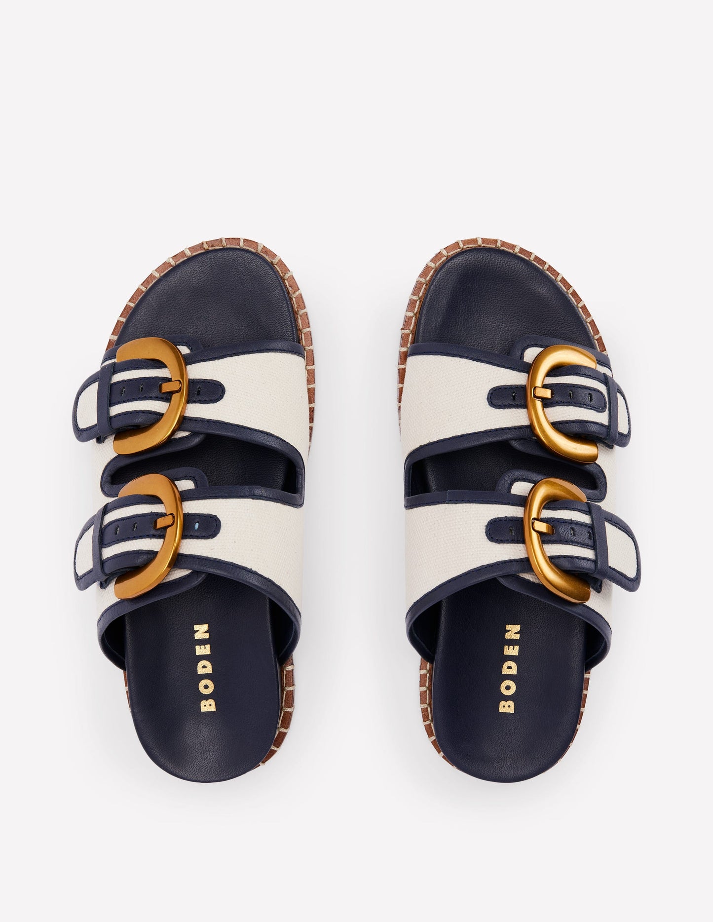 Alberta Sandalen mit Fußbett-Naturweiß und Navy
