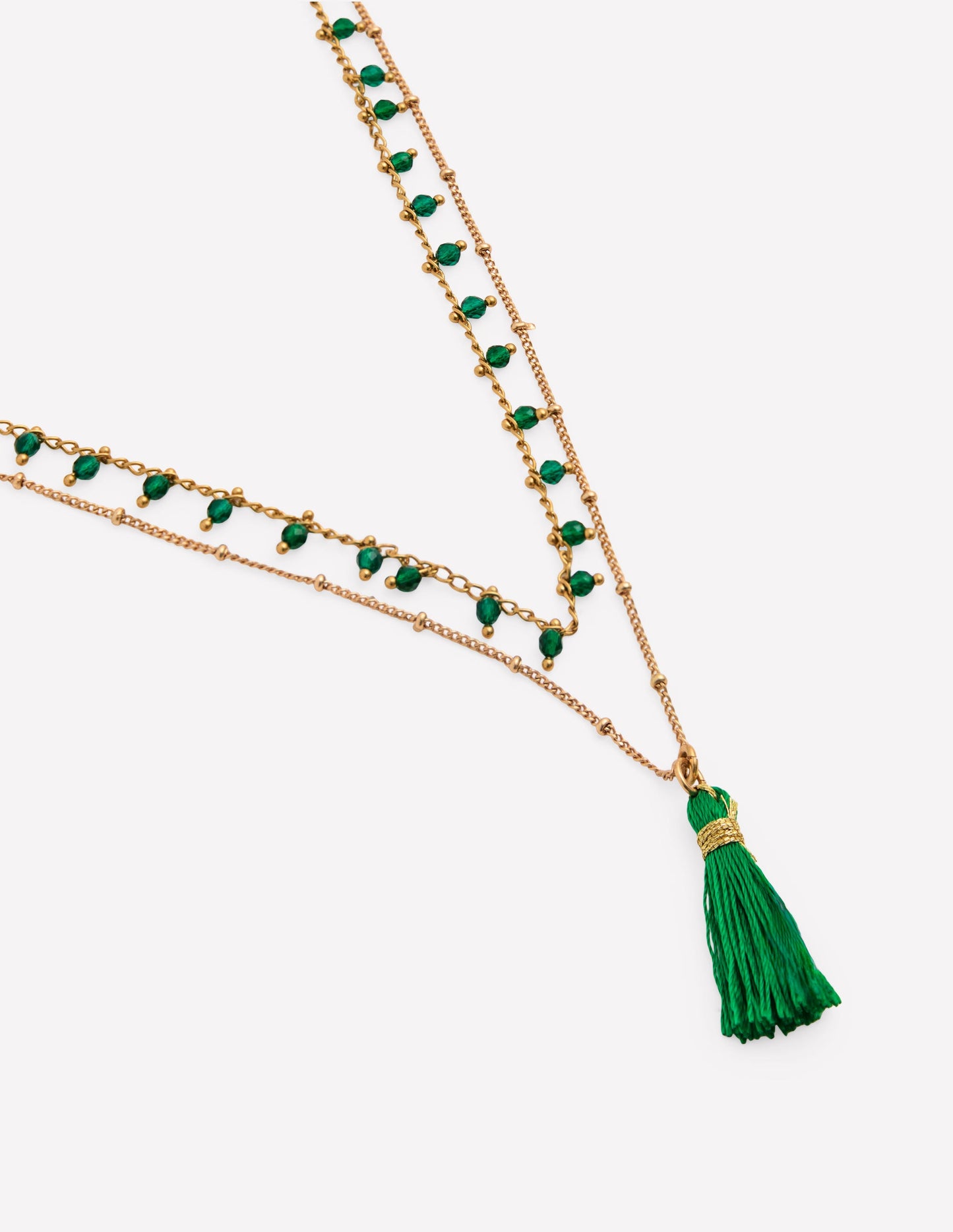 Long Line Layer Necklace-Green