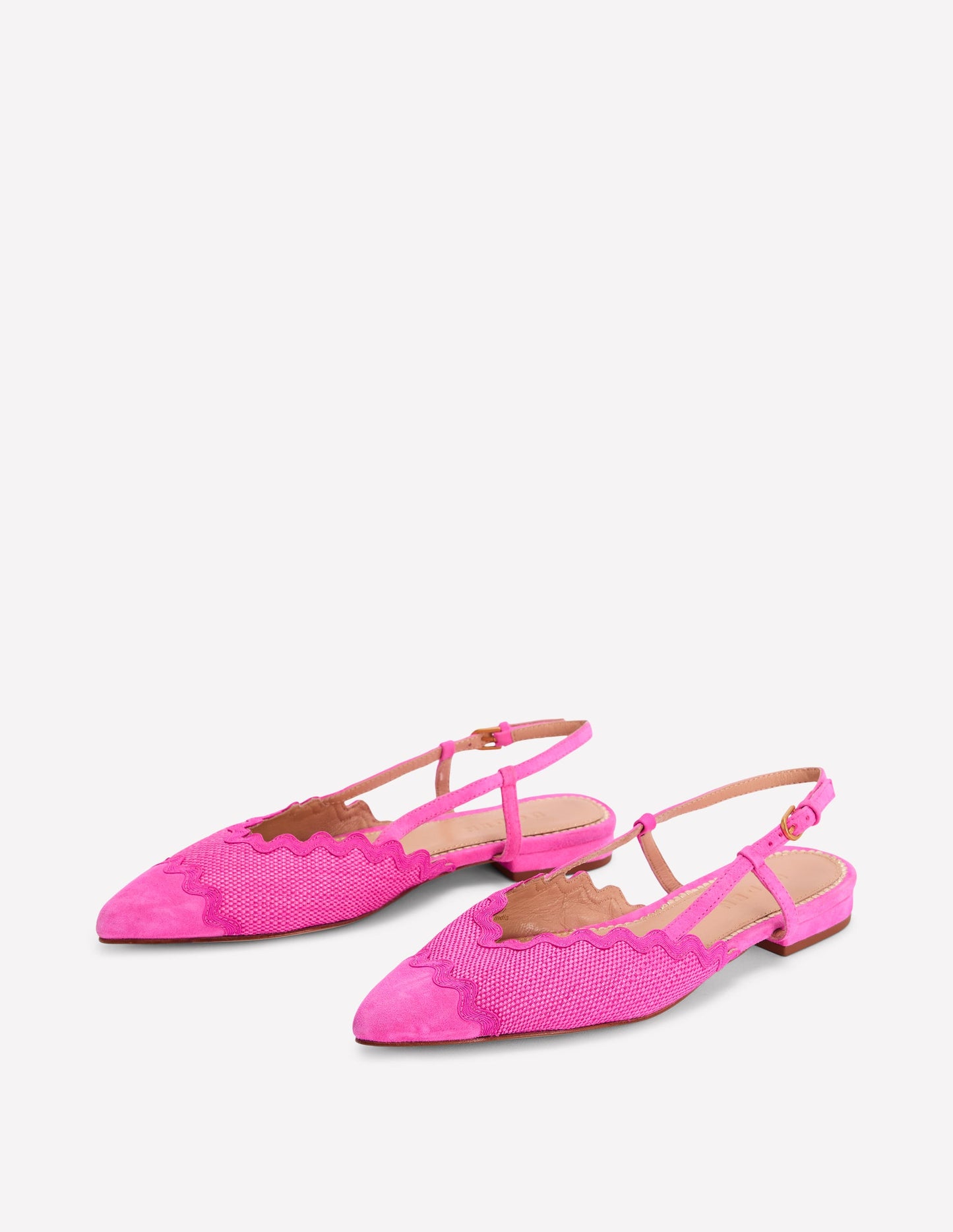 Ric Rac Detail Pointed Flats-Festival Pink