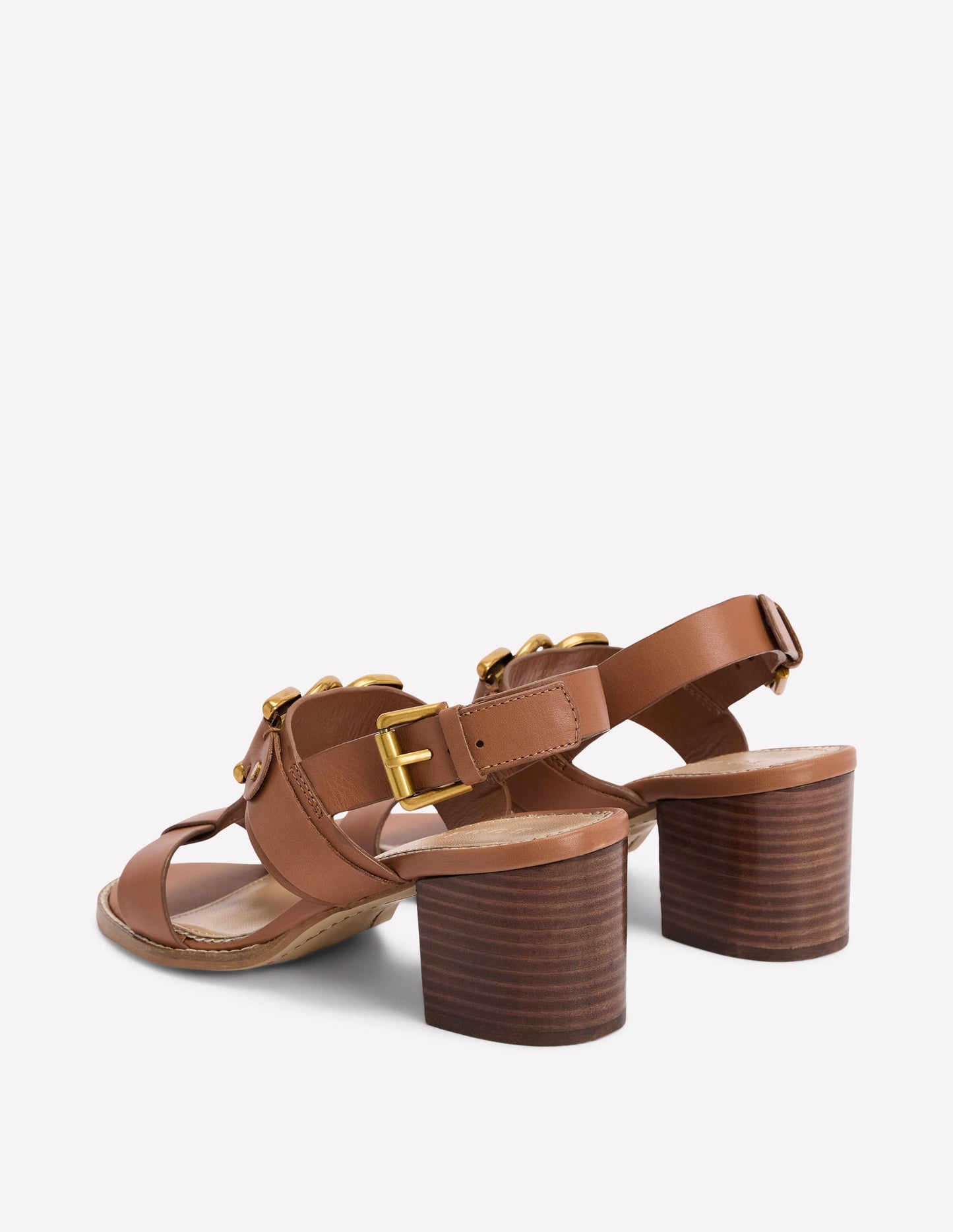Sandalen mit Blockabsatz und Metallakzenten-Hellbraun