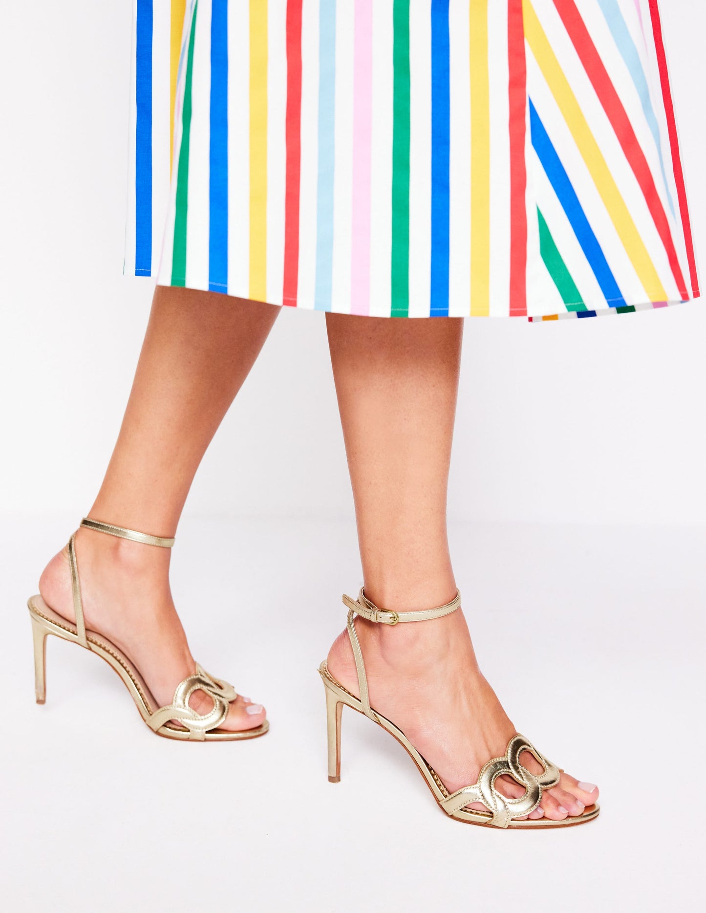 Circle Detail Heeled Sandal-Gold