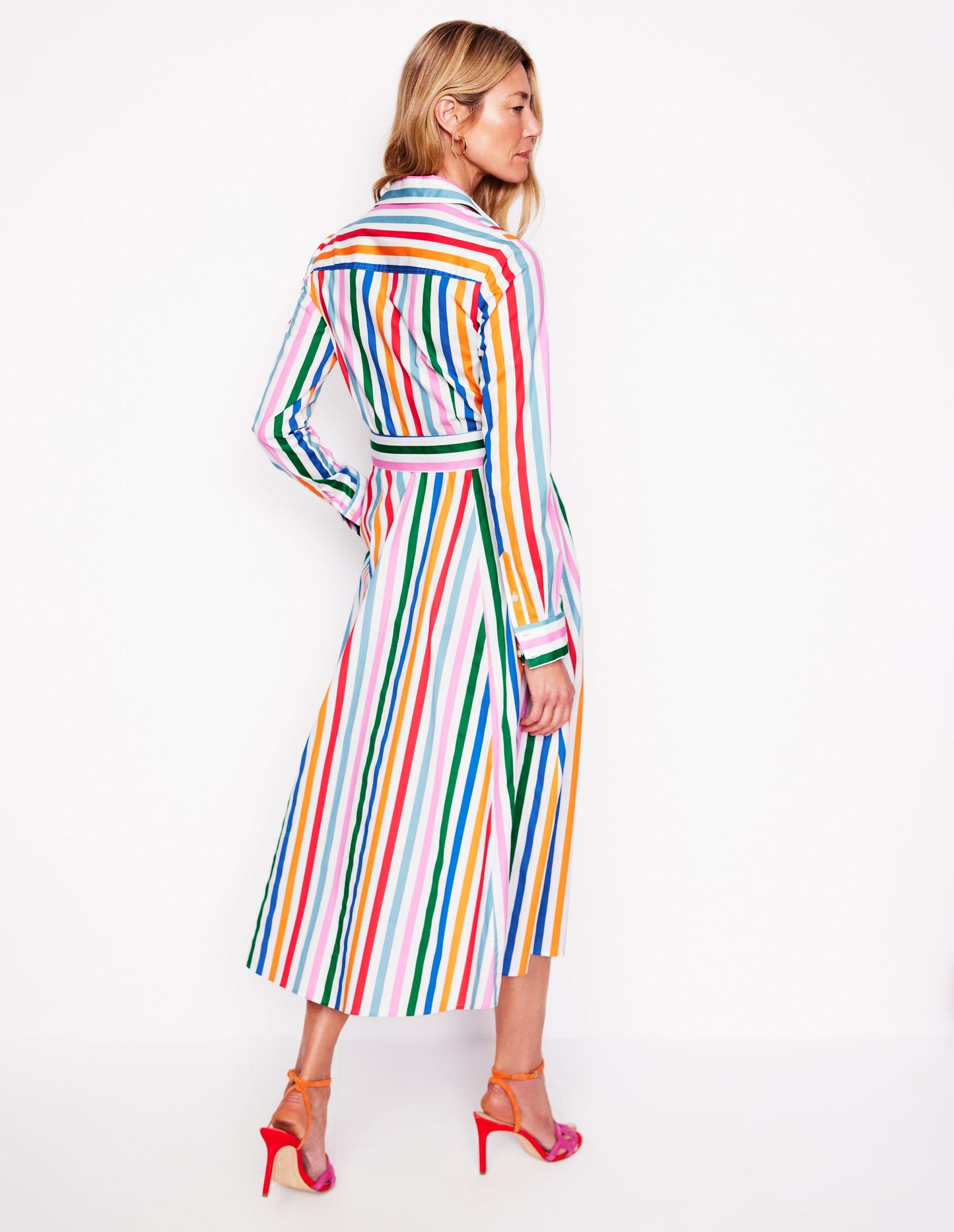 Amy Midi-Hemdblusenkleid aus Baumwolle-Mauve, Erdbeerkuchen Regenbogen