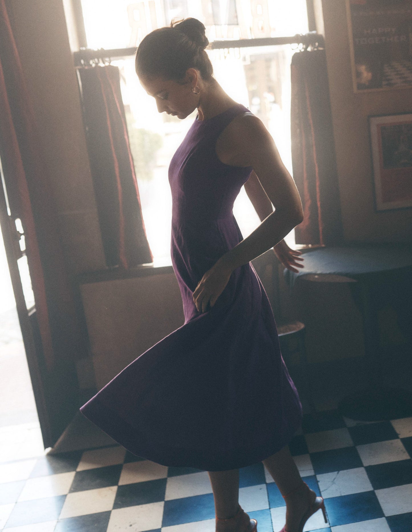Carla Leinen-Midikleid-Königsviolett
