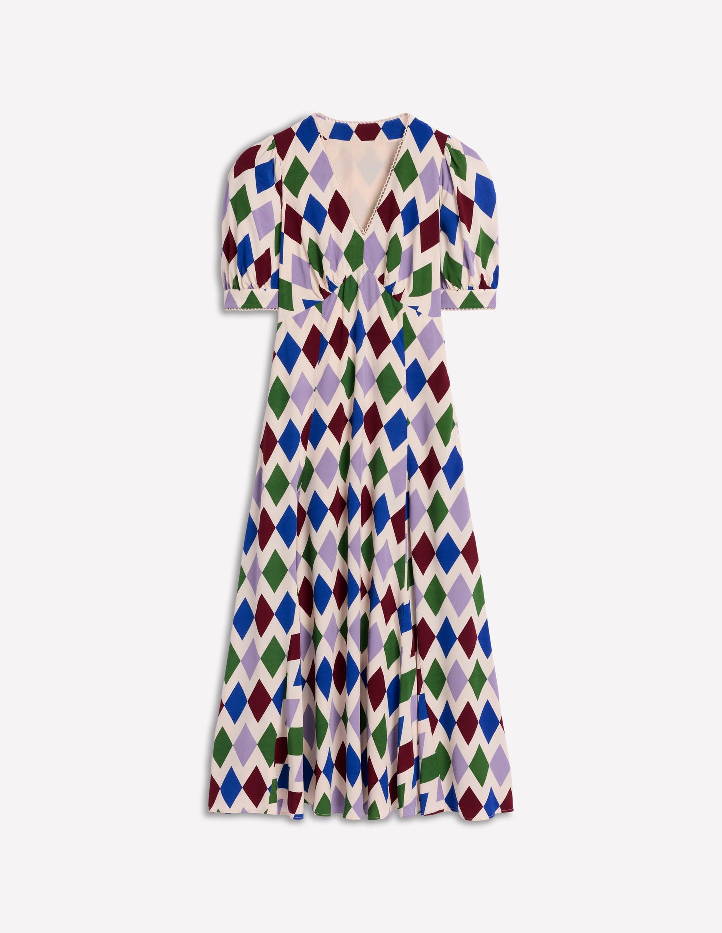 Rosie Godet Tea Dress-Multi, Diamond Stripe