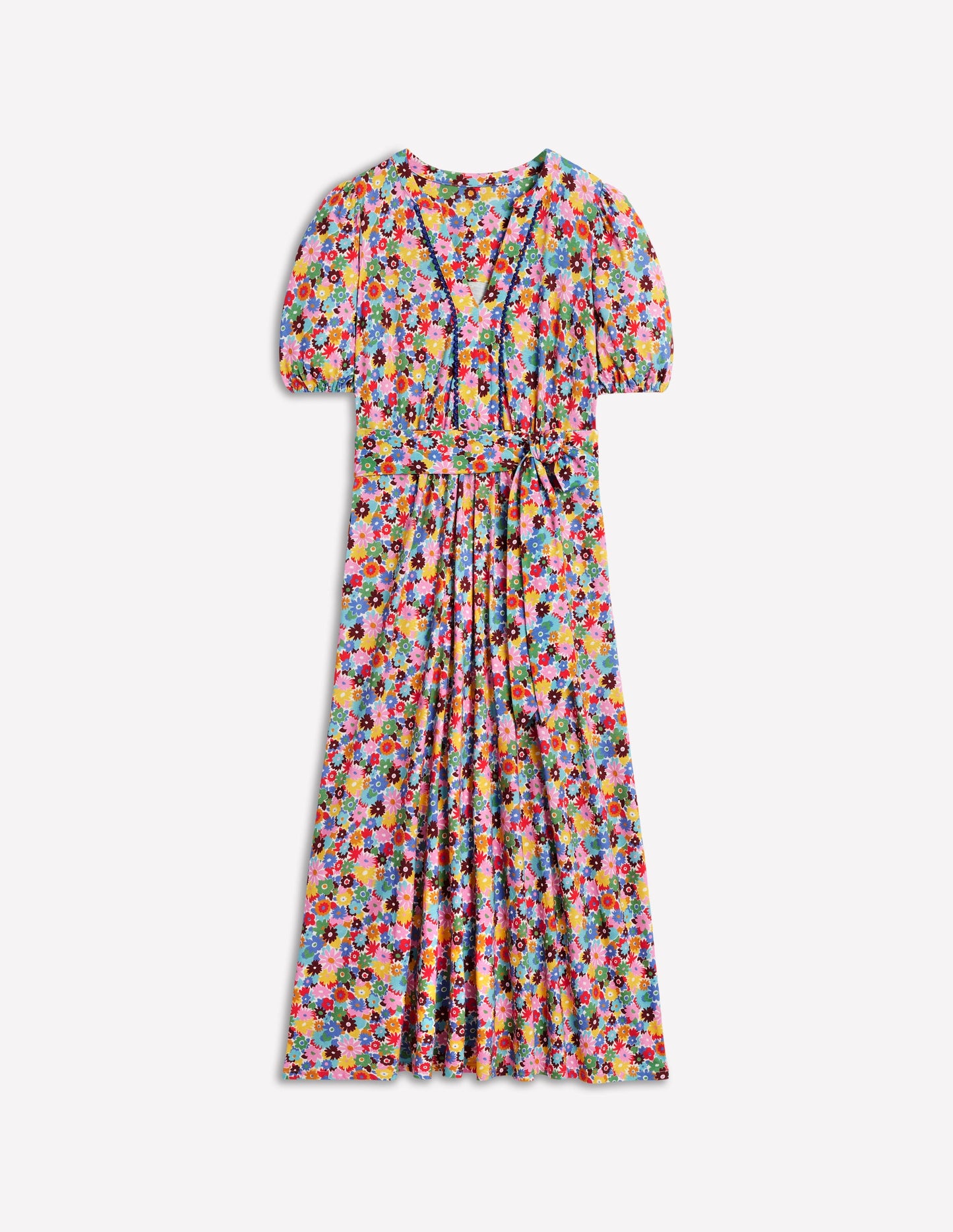 Sofia Jersey-Midikleid mit Besatz-Bunt, Malkasten Blümchen