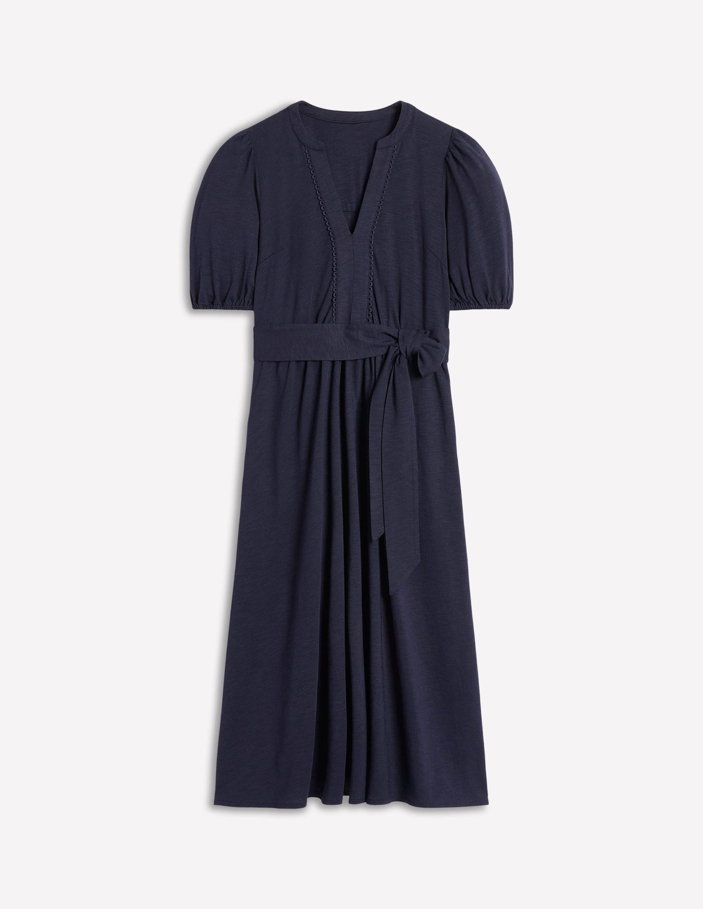 Sofia Jersey-Midikleid mit Besatz-Marineblau