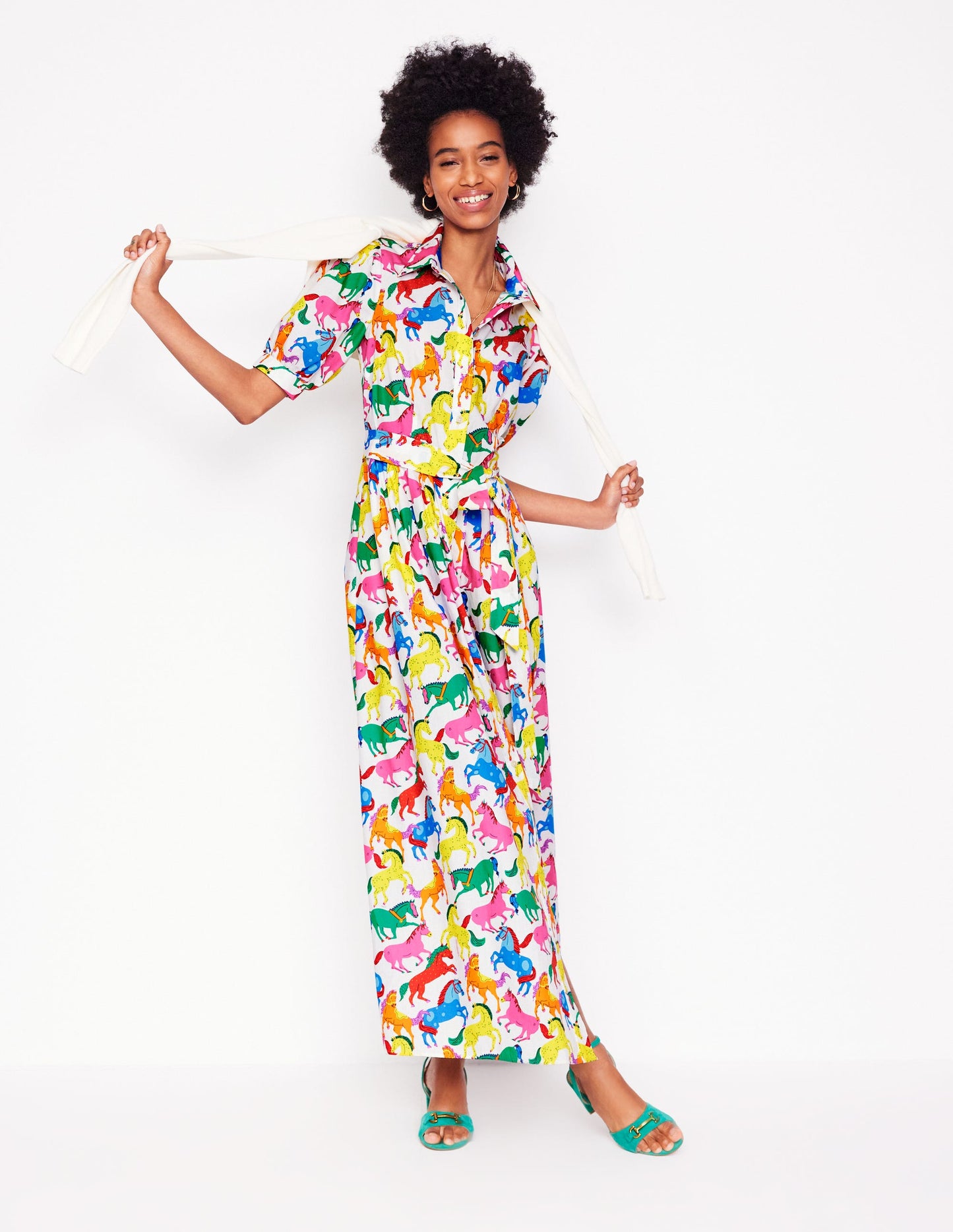 Robe-chemise longue Alexa-Multi, motif Pony Club
