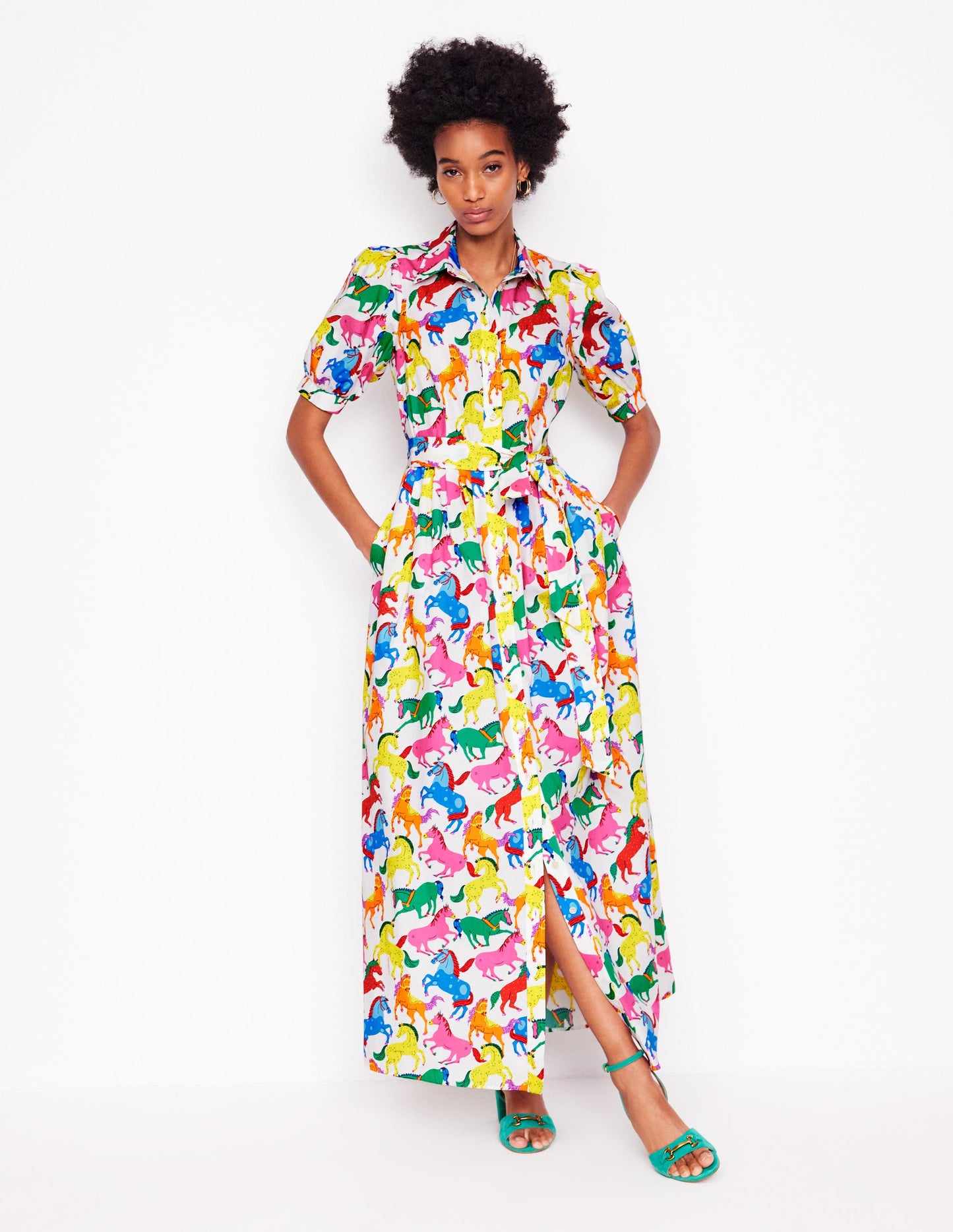 Robe-chemise longue Alexa-Multi, motif Pony Club