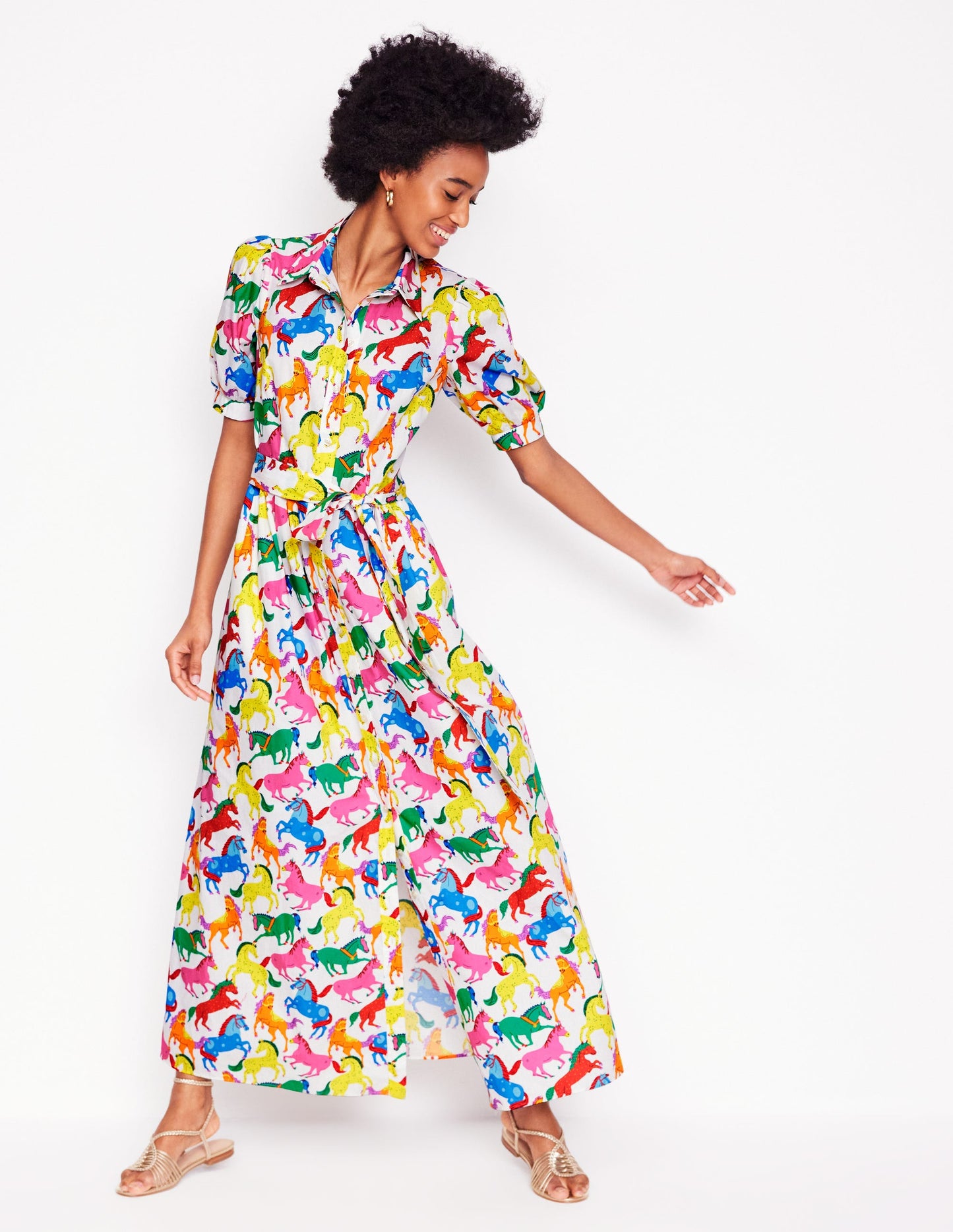 Robe-chemise longue Alexa-Multi, motif Pony Club