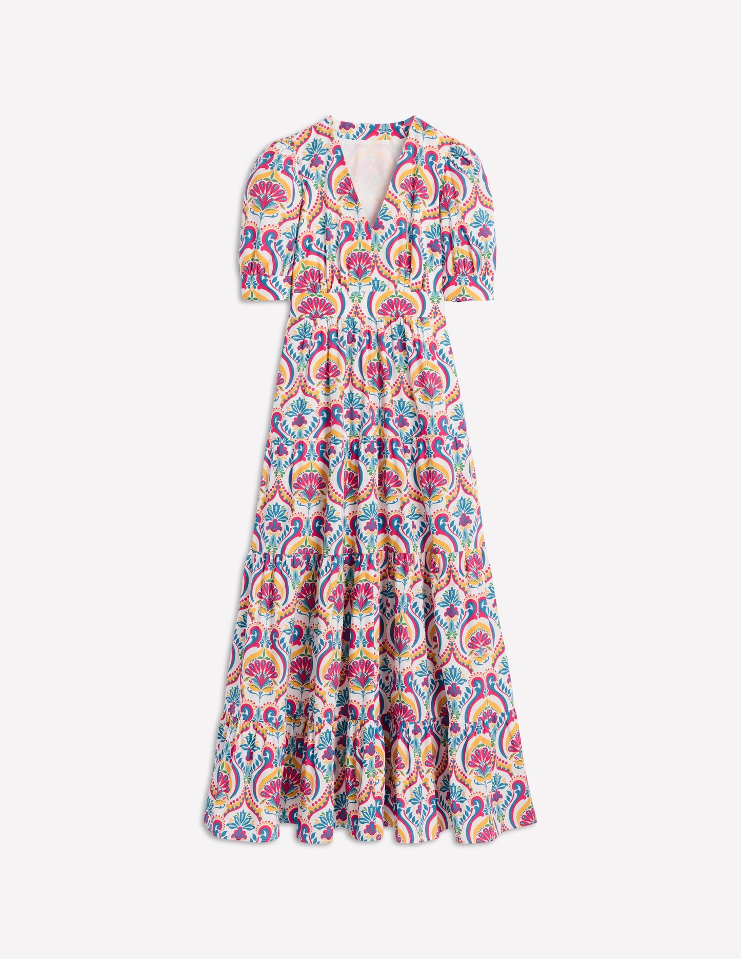 Das Bella Kleid-Bunt, Blumenmuster mit Ornamenten
