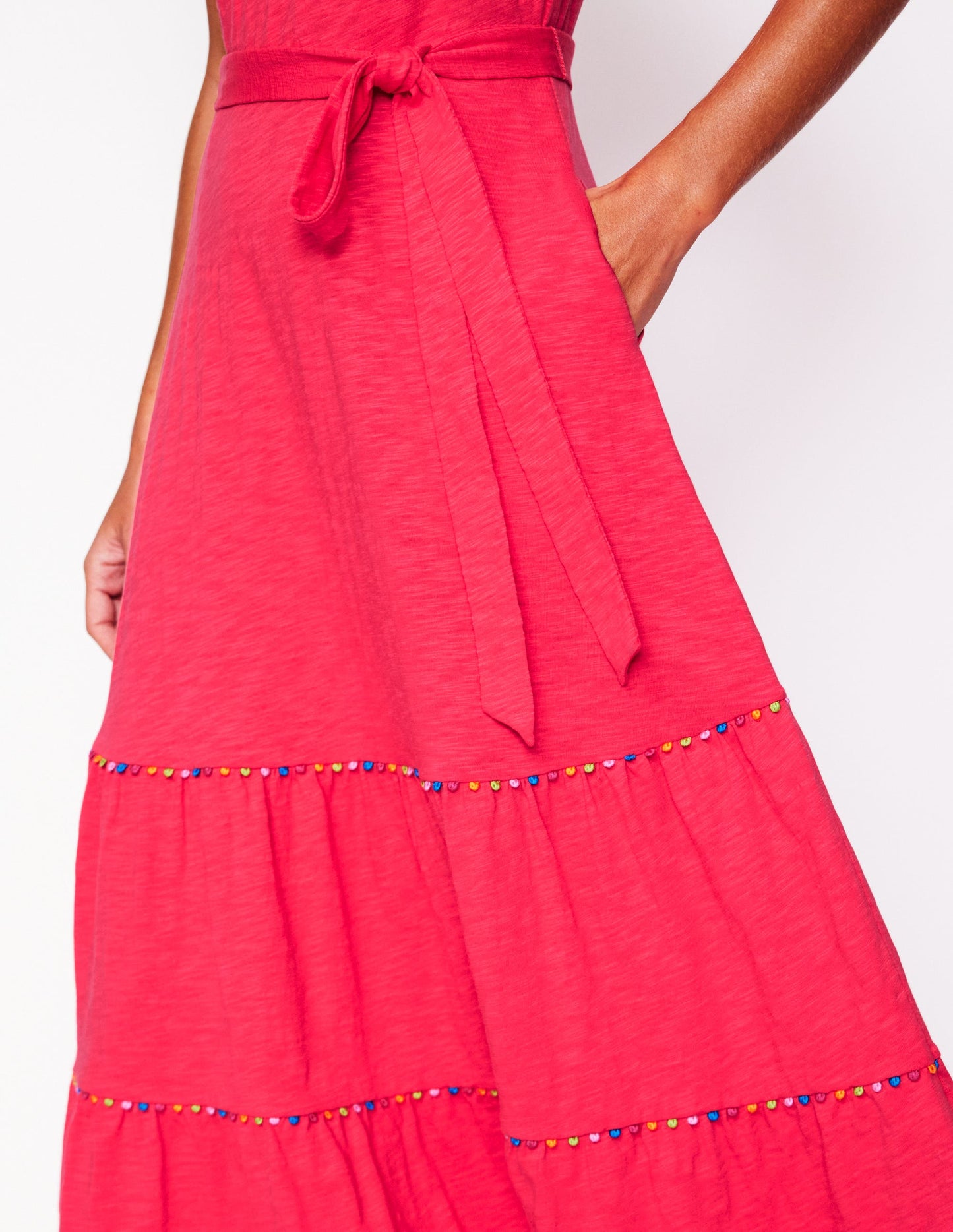 Robe Tara en jersey à volants-Rose camélia