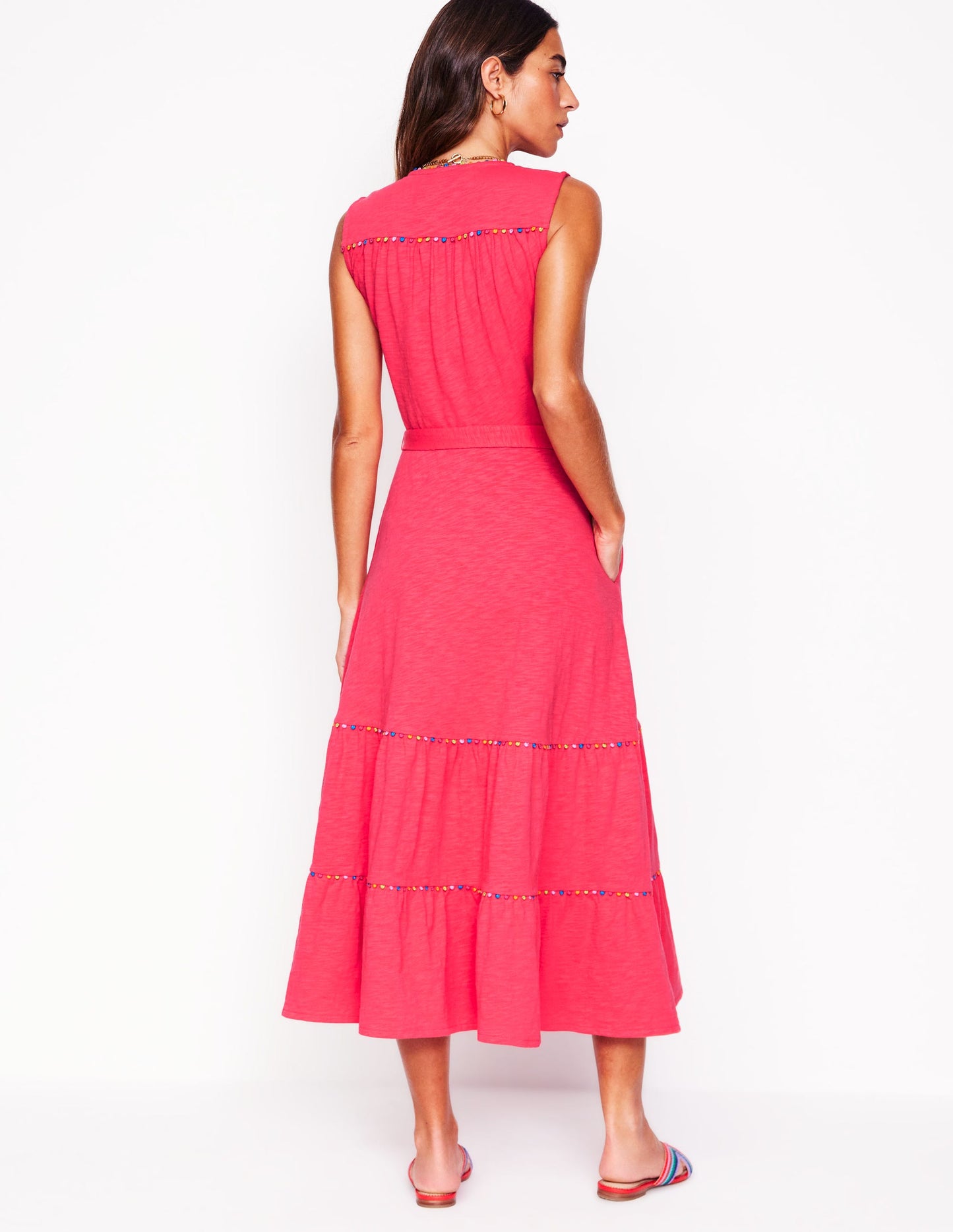 Robe Tara en jersey à volants-Rose camélia