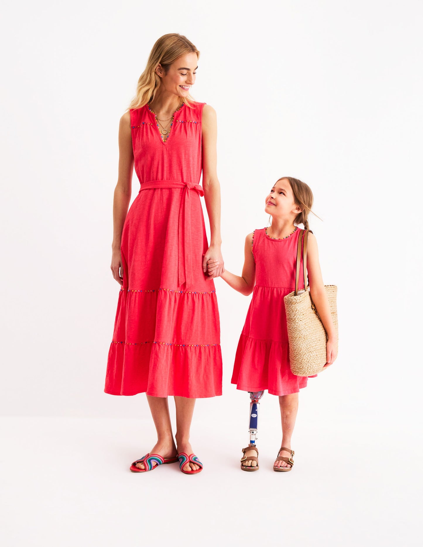 Robe Tara en jersey à volants-Rose camélia