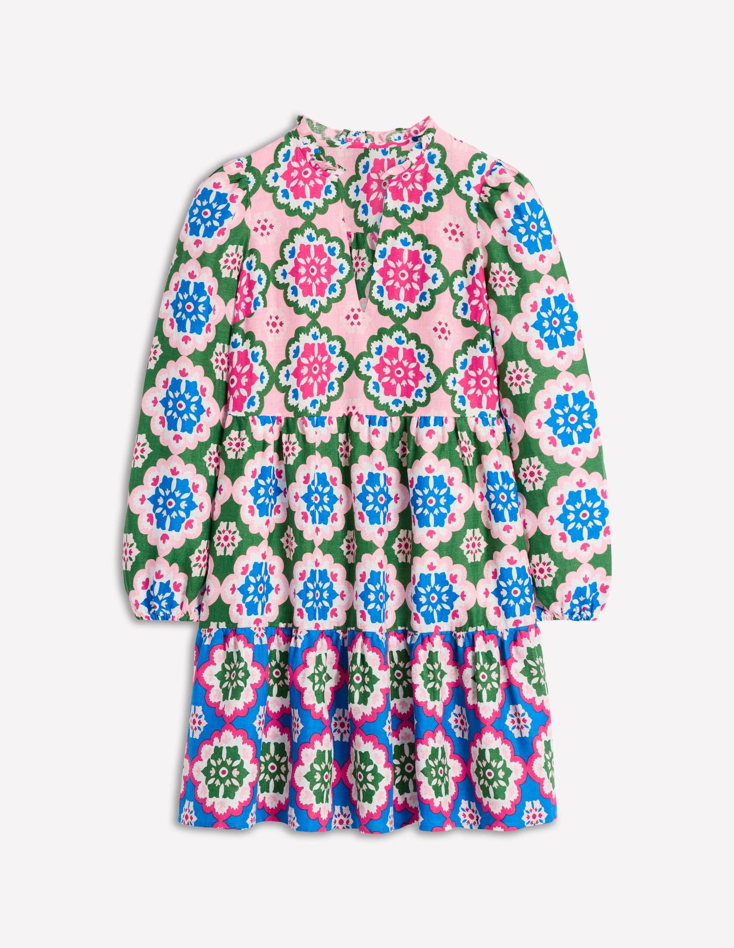 Mini-robe Esme en lin-Multi, motif Bloom Geo