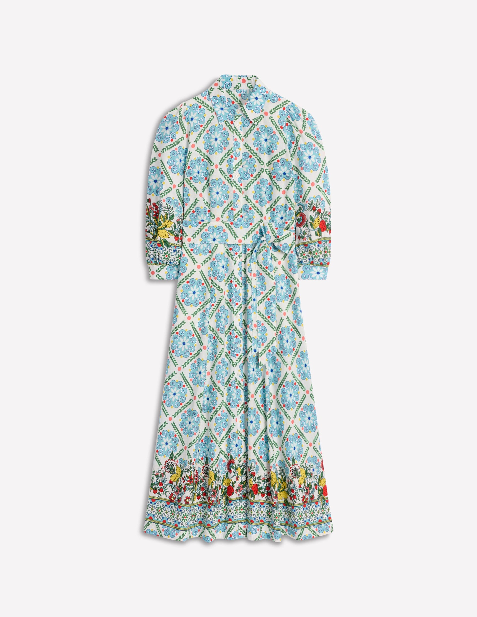 Clara Linen Blend Shirt Dress-Multi, Citrus Vine Tile-6