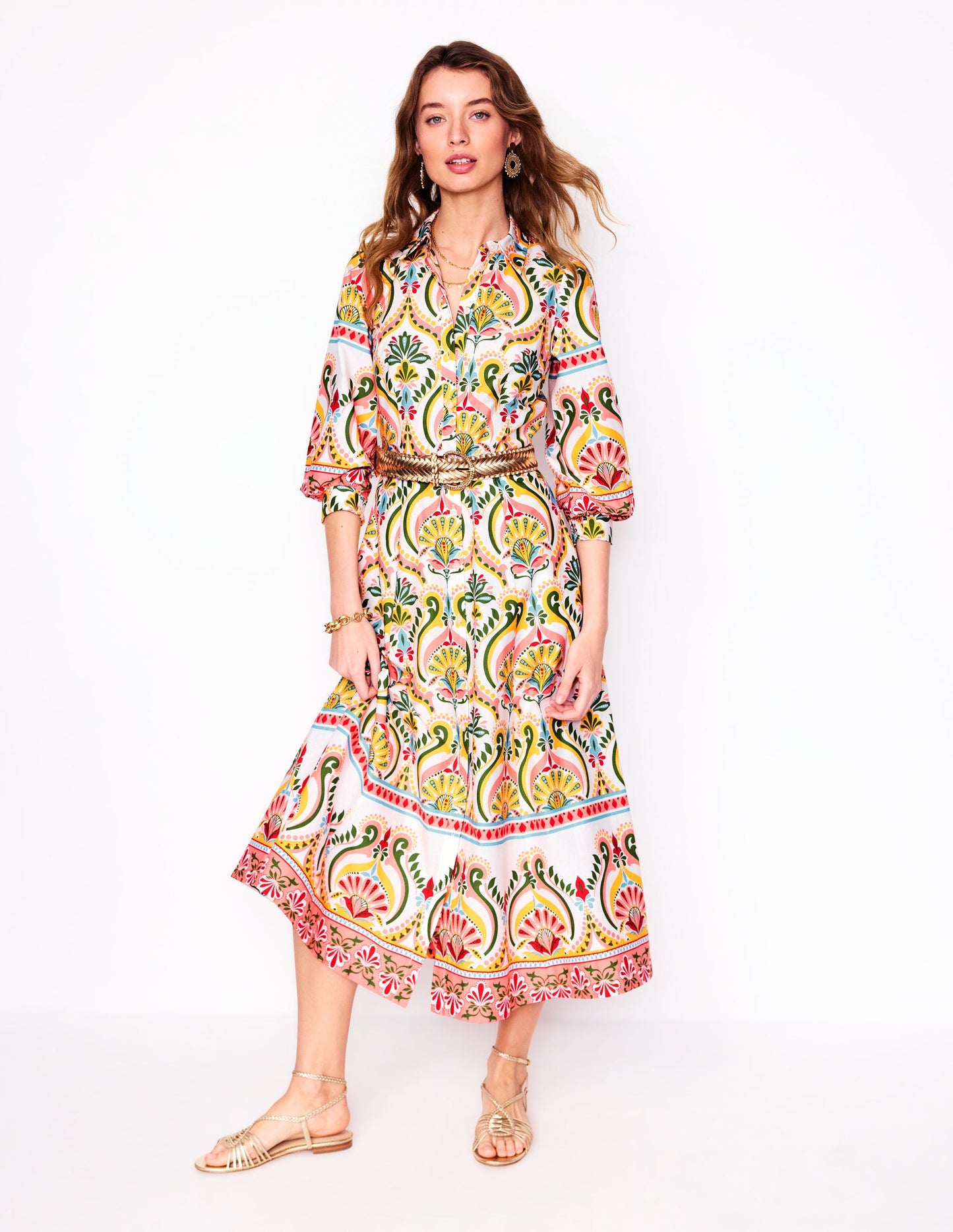 Robe-chemise Clara en coton-Multi, motif Ornamental Floral